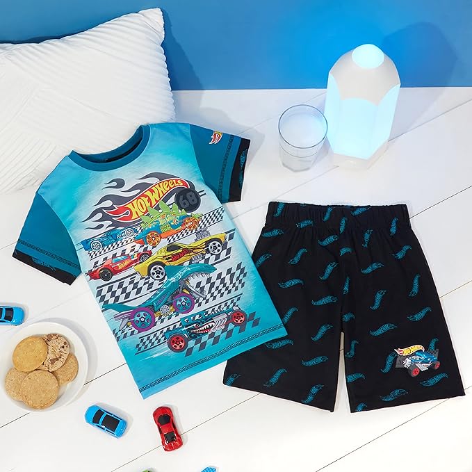 hot-wheels-pyjama-short-gar-on-2-pi-ces-tee-shirt-short-t image 3