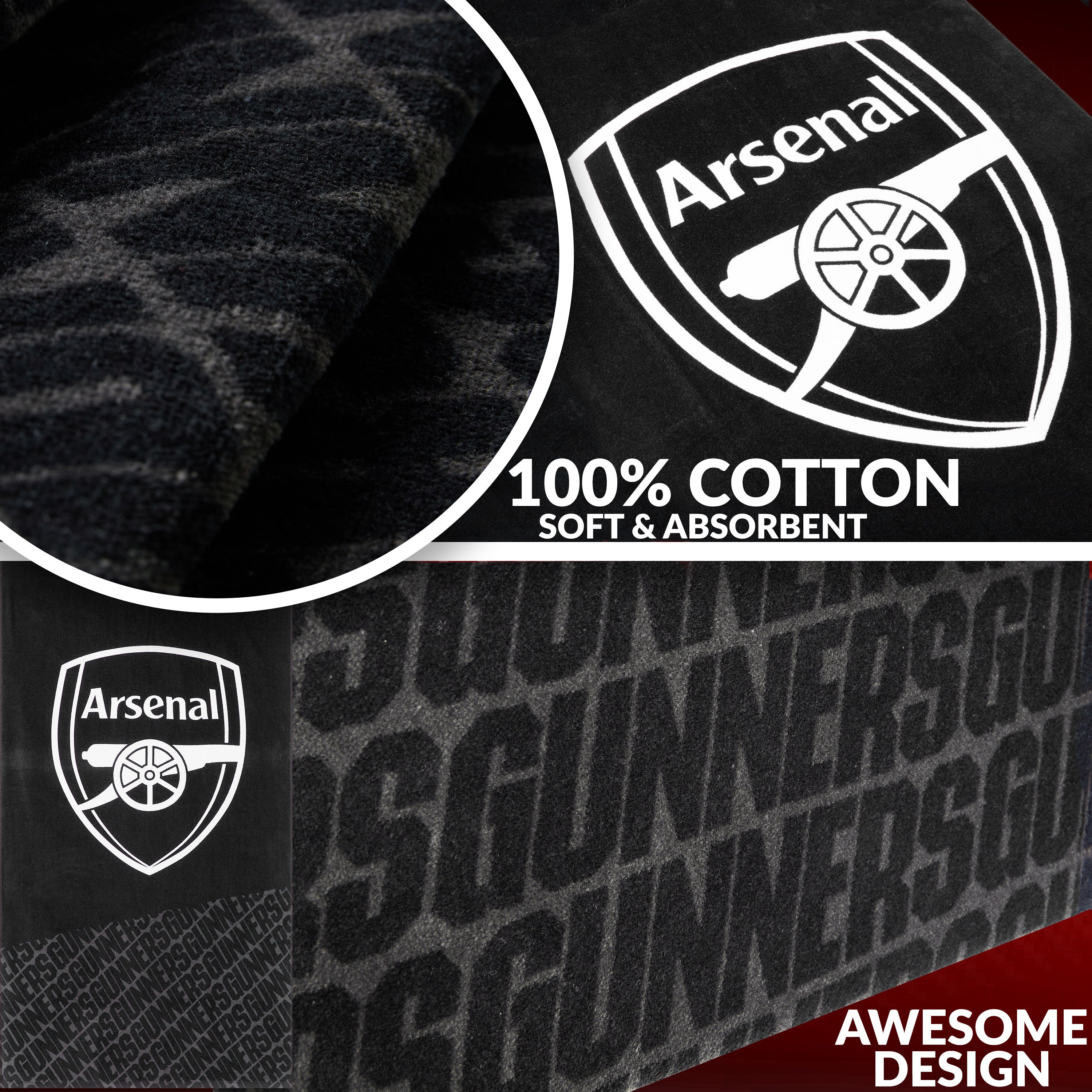 arsenal-serviette-bain-100-coton-137x69cm-football image 4