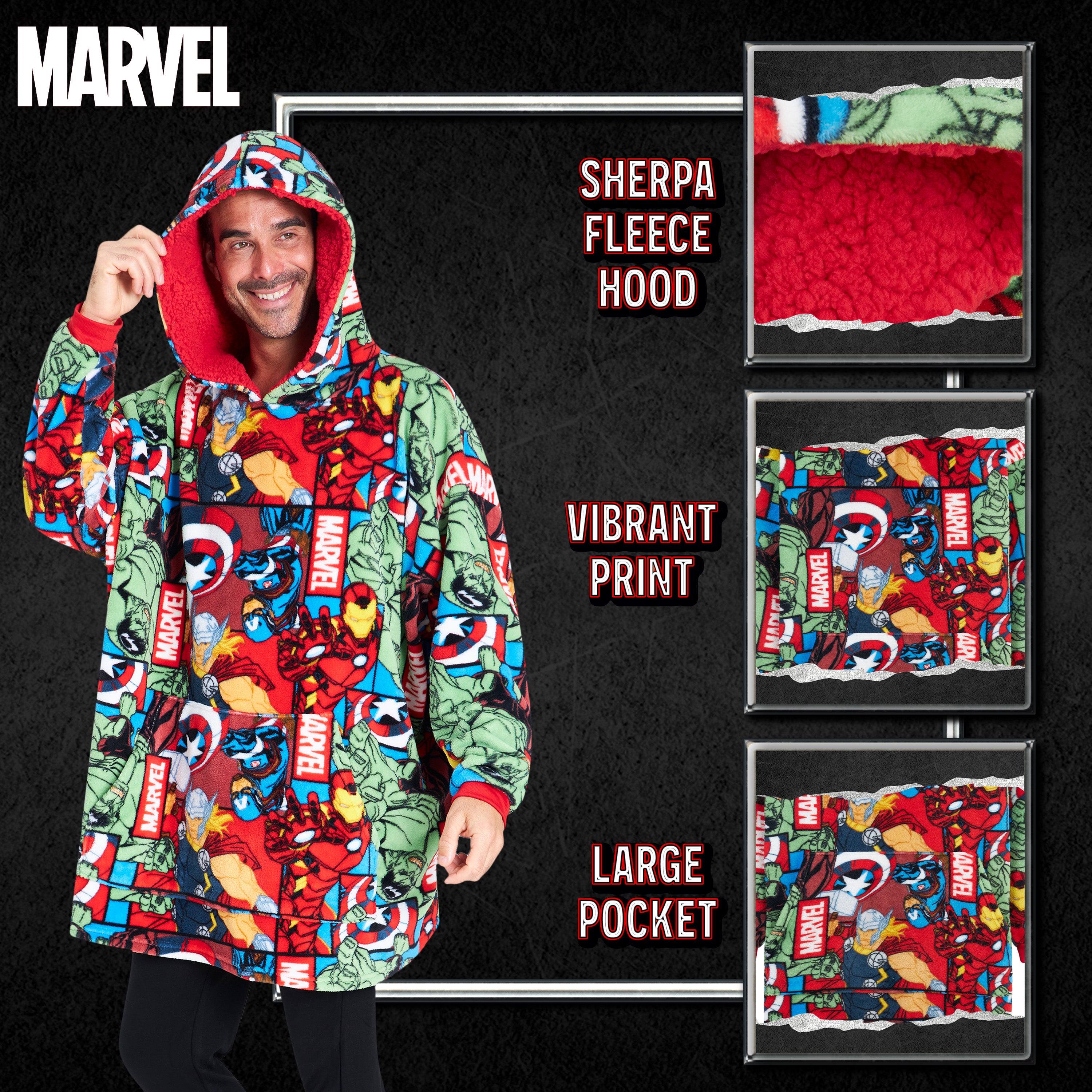 marvel-hoodie-plaid-oversize-homme-aop-polaire-sherpa image 4