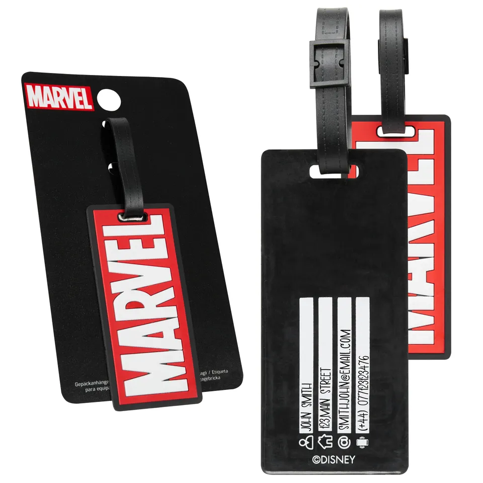 marvel-tiquette-bagage-valise-pvc-rouge-voyage image 1
