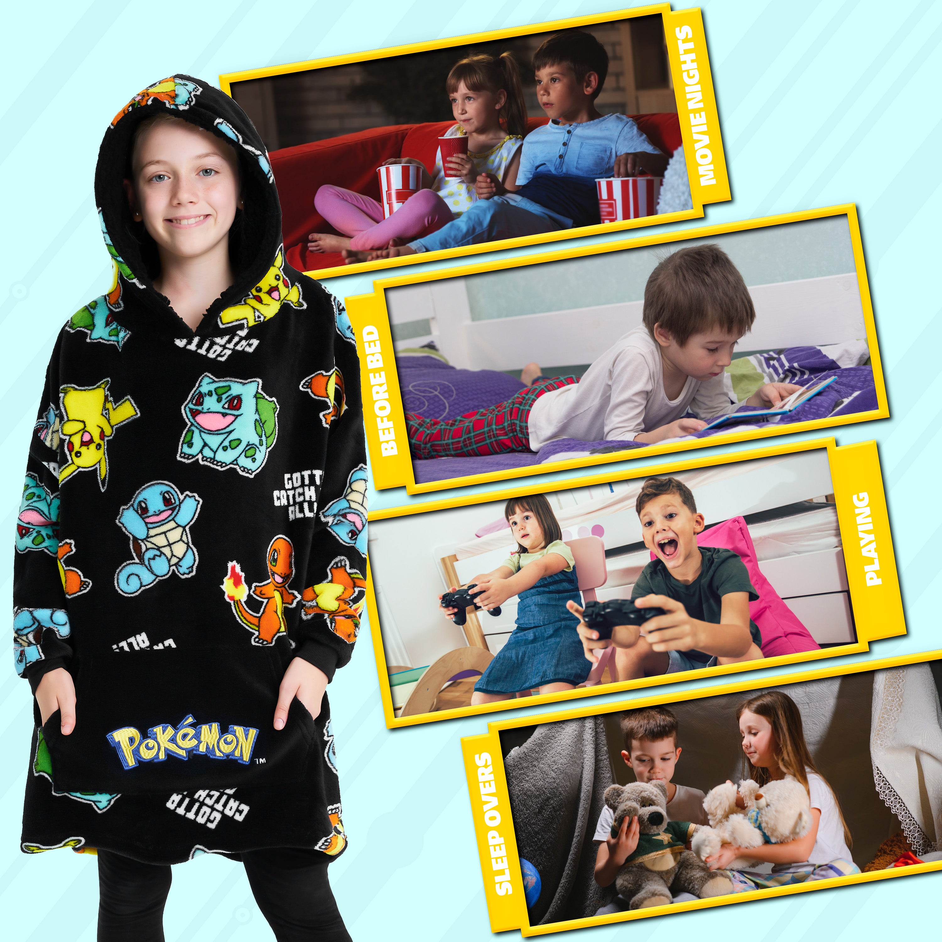 pok-mon-pikachu-sweat-plaid-enfant-oversize-noir image 5