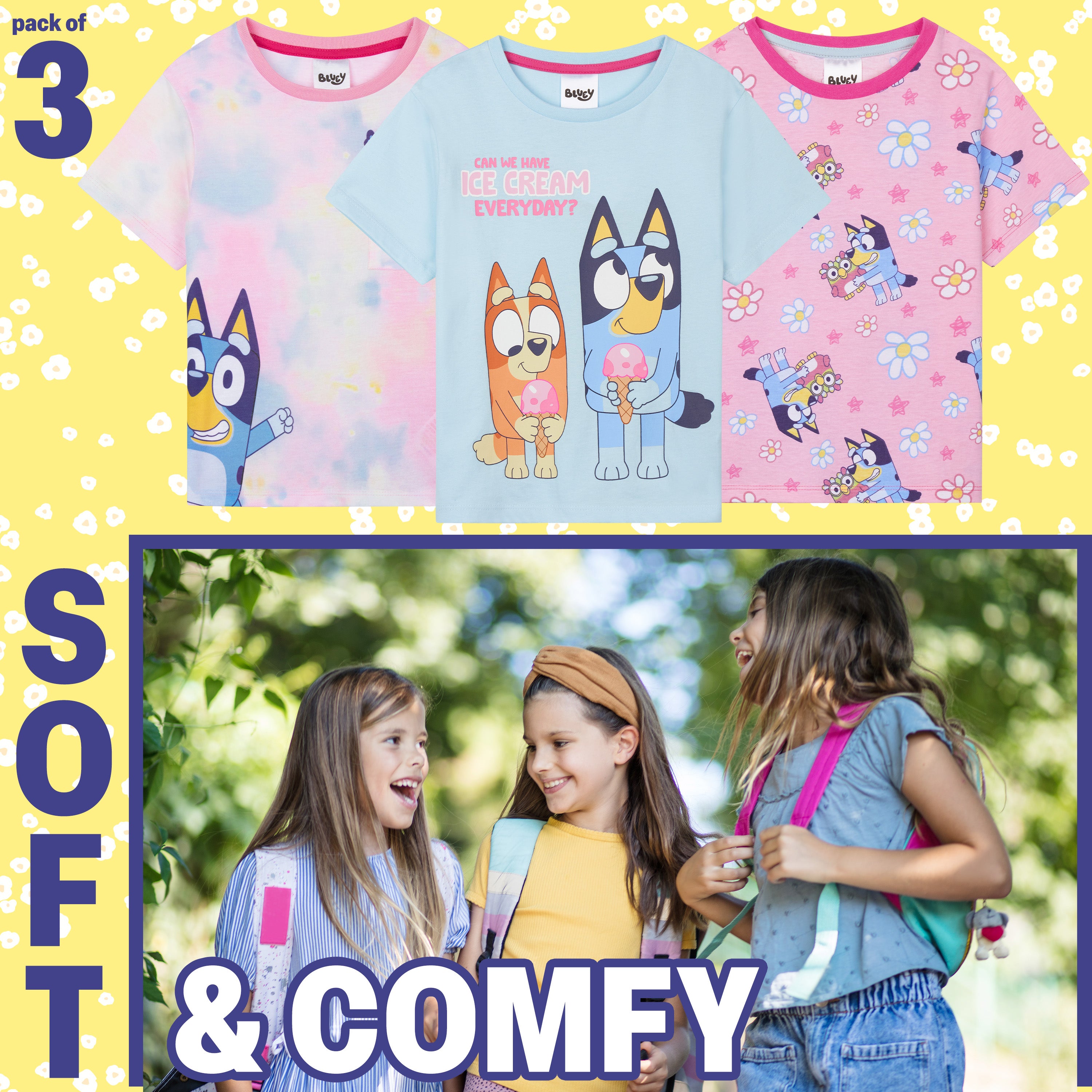 get-trend-men-bluey-lot-3-t-shirts-enfant-tailles-2-8-ans image 3