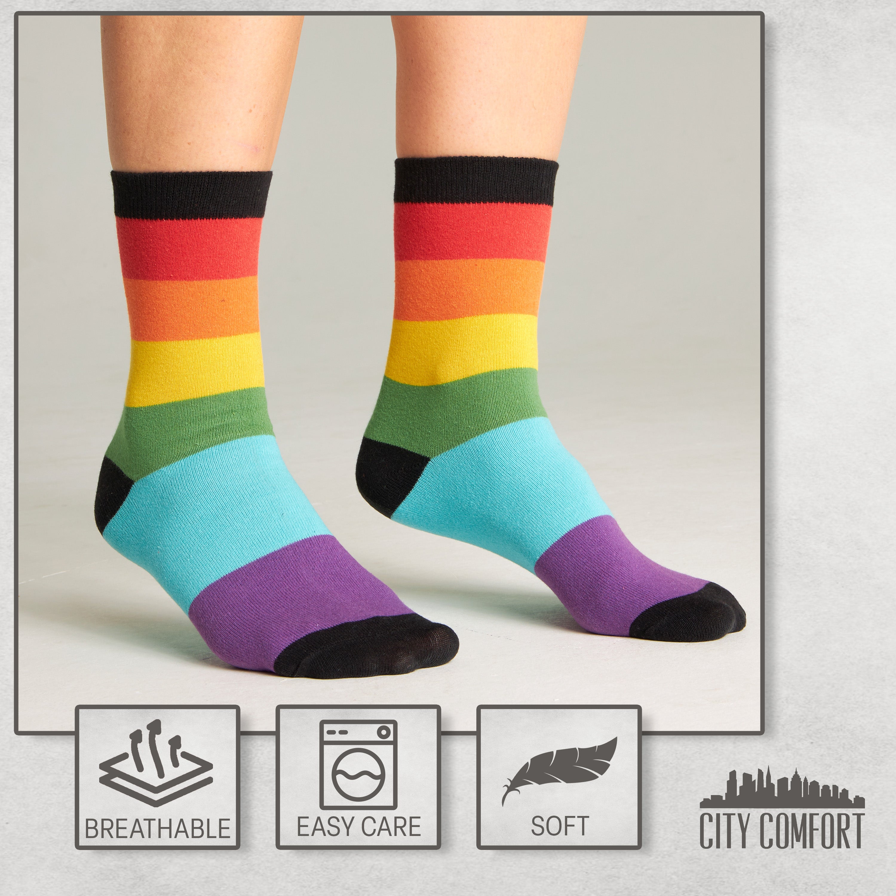 get-trend-citycomfort-chaussettes-femme-rainbow-lot-6-coton image 5