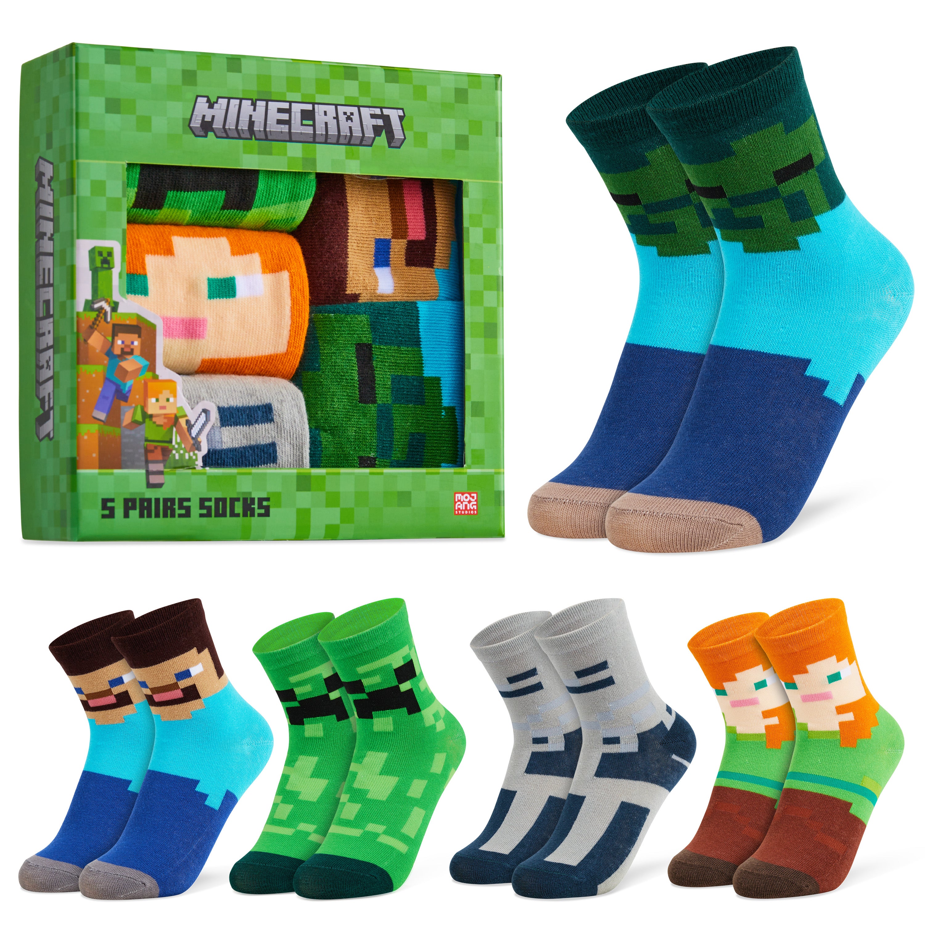 get-trend-minecraft-chaussettes-gar-on-mi-mollet-lot-3-5 image 1