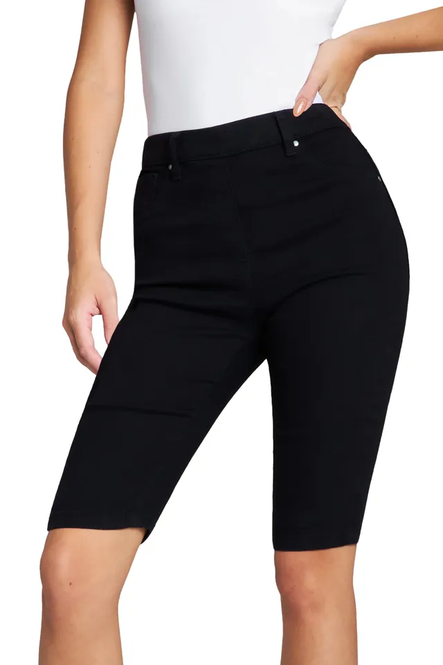 citycomfort-short-jean-genou-stretch-taille-haute-noir image 1