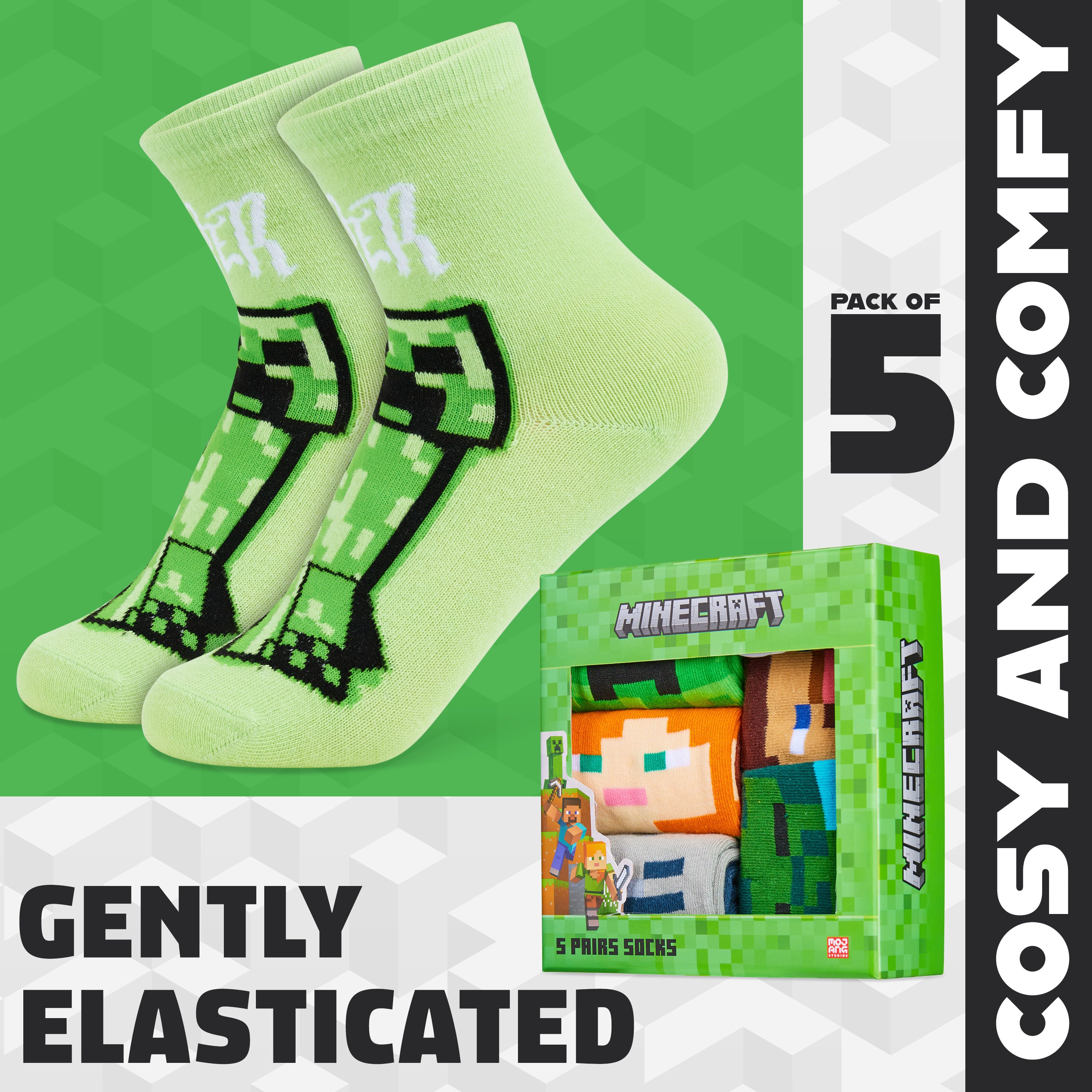 get-trend-minecraft-chaussettes-gar-on-mi-mollet-lot-3-5 image 4