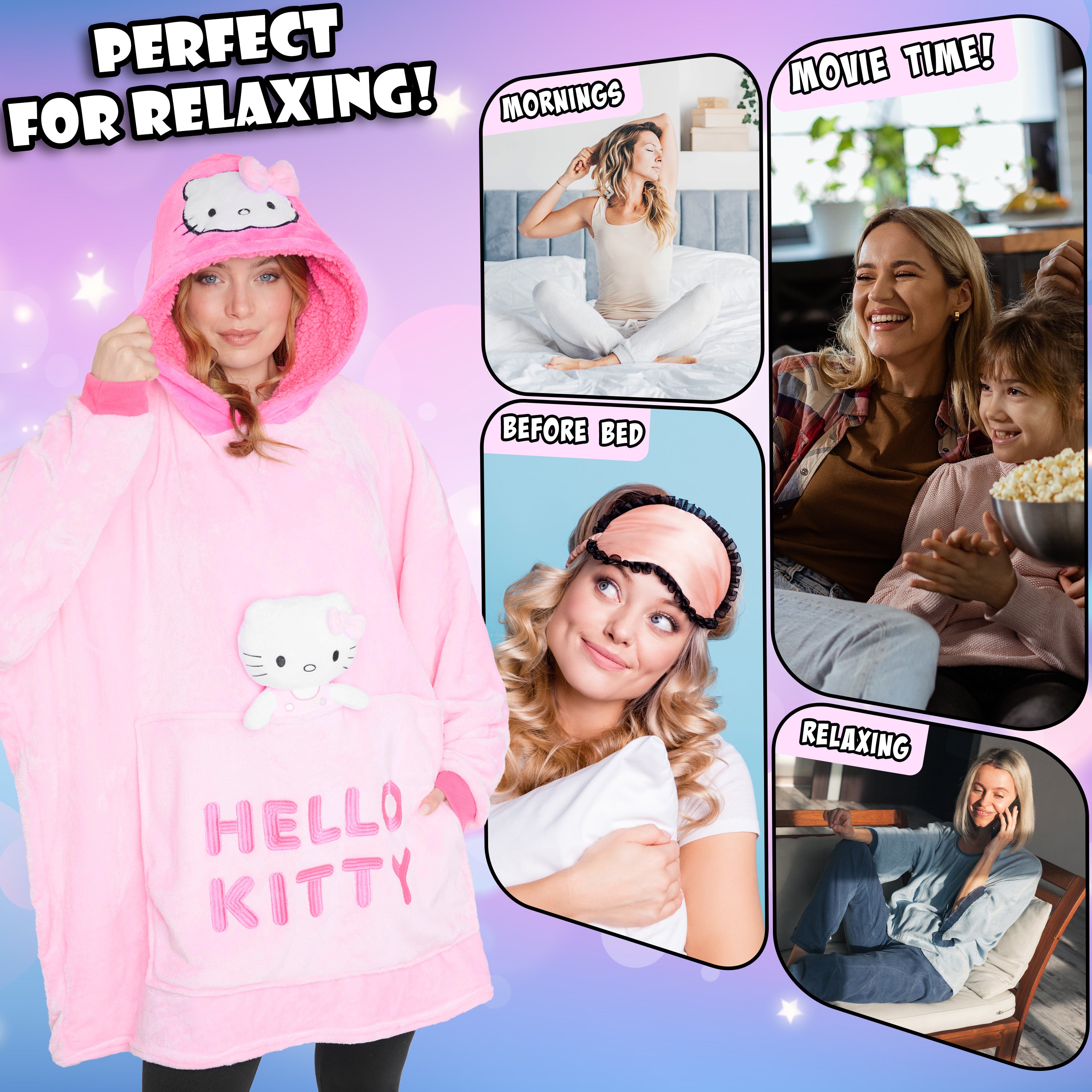 get-trend-hello-kitty-plaid-sweat-capuche-polaire-rose-peluche image 5