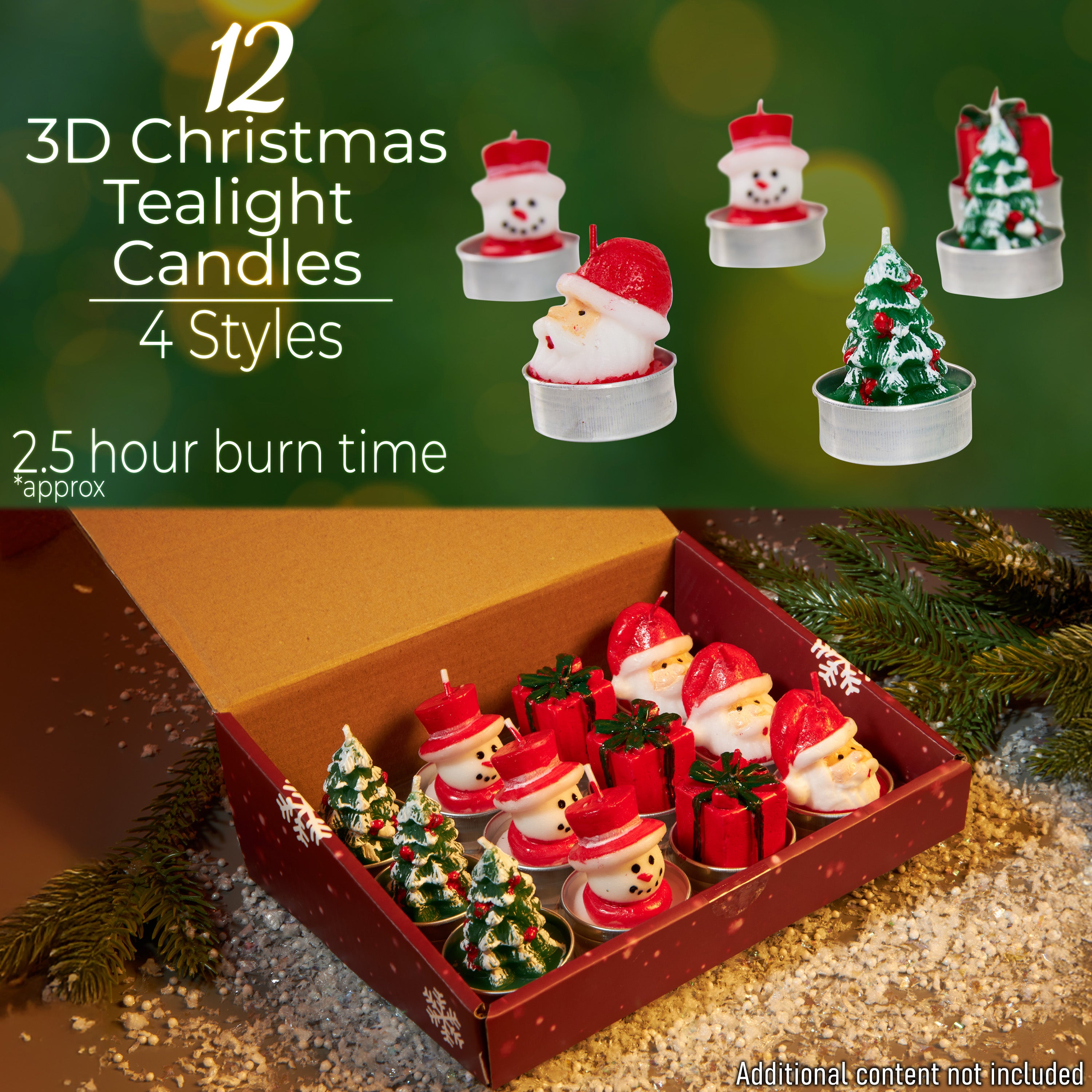 deco-express-christmas-bougies-chauffe-plat-multi-3d-lot-de-12-non-parfum-es image 2