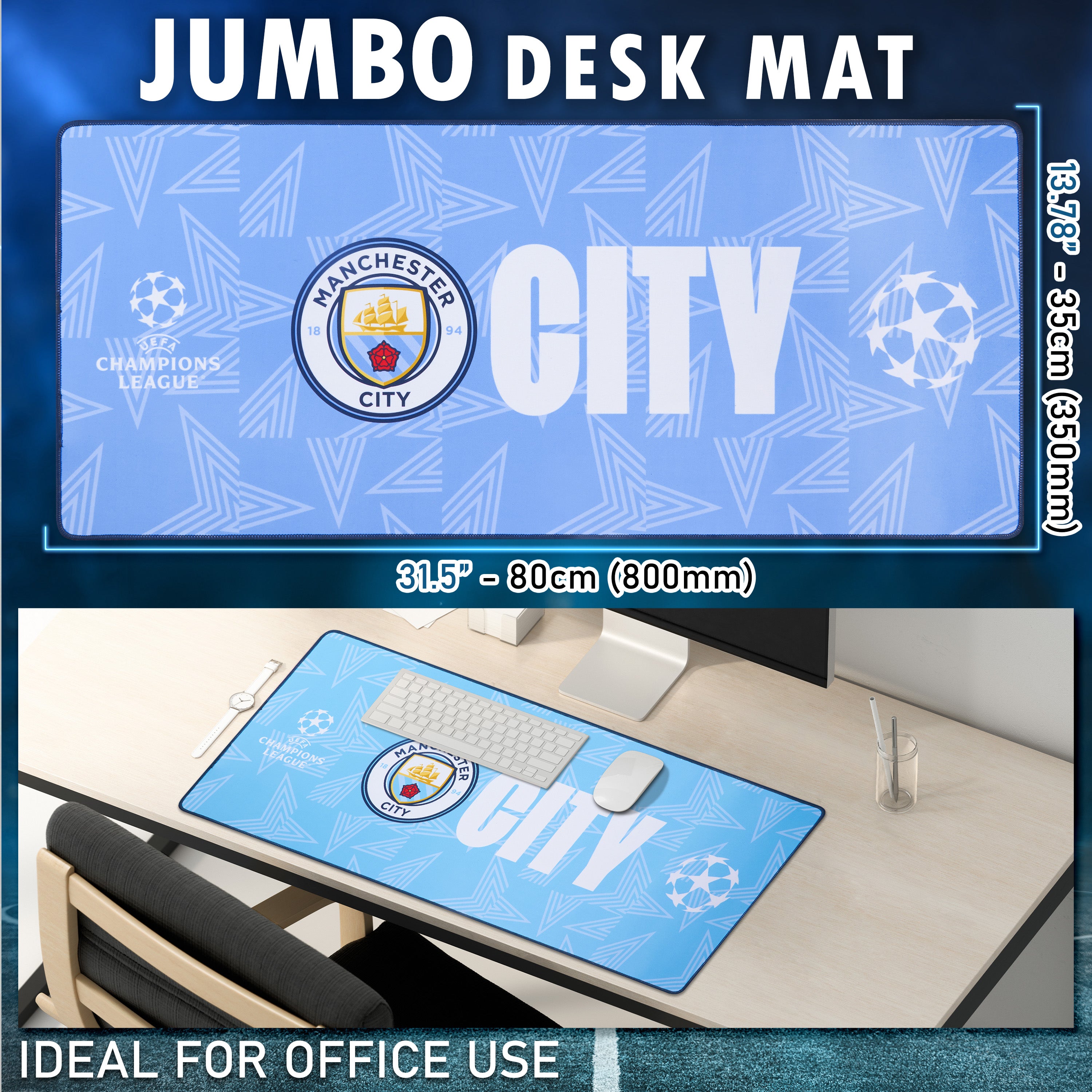 manchester-city-tapis-souris-xxl-80x35cm-bureau-gaming image 2