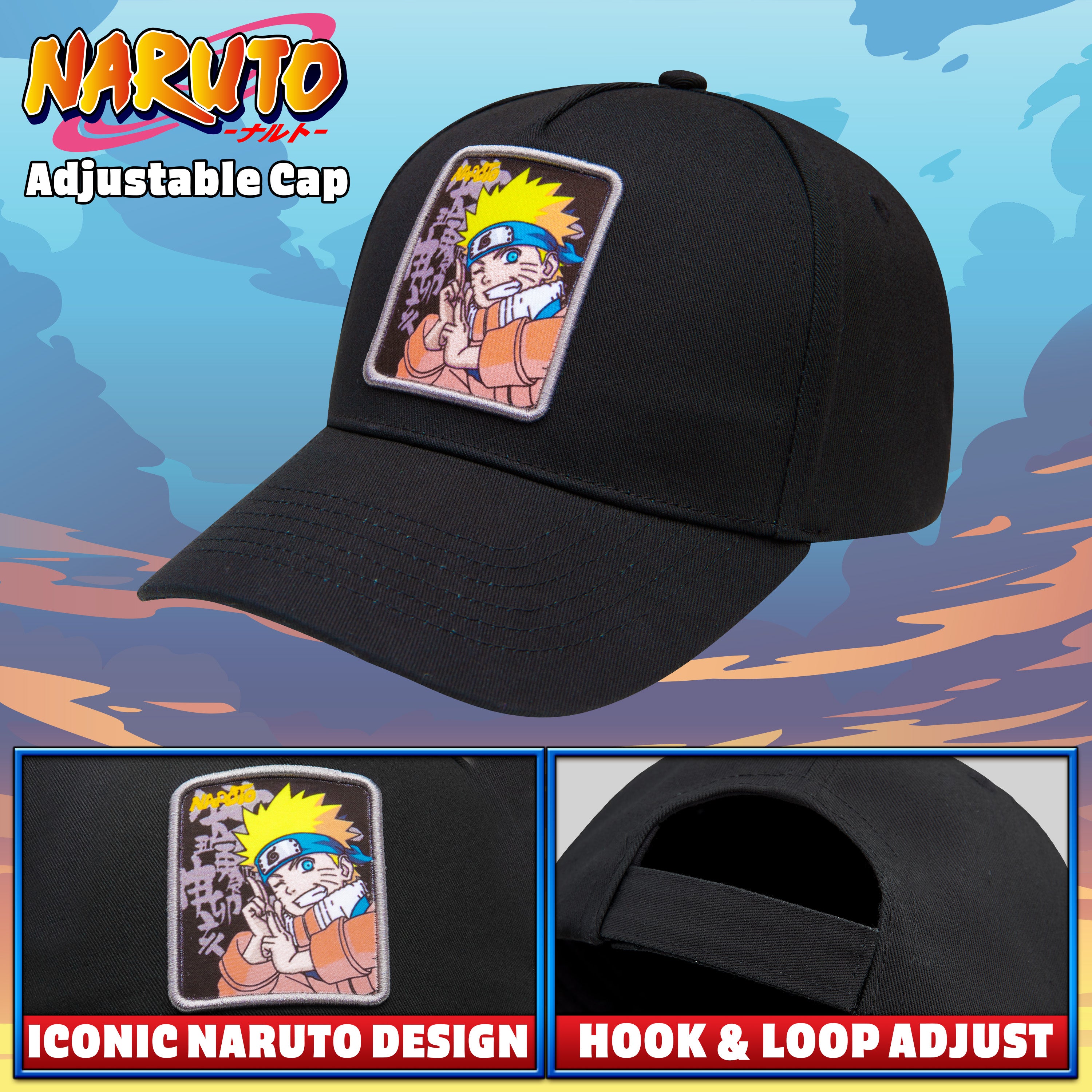 naruto-casquette-gar-on-baseball-coton-noir-r-glable-t image 3