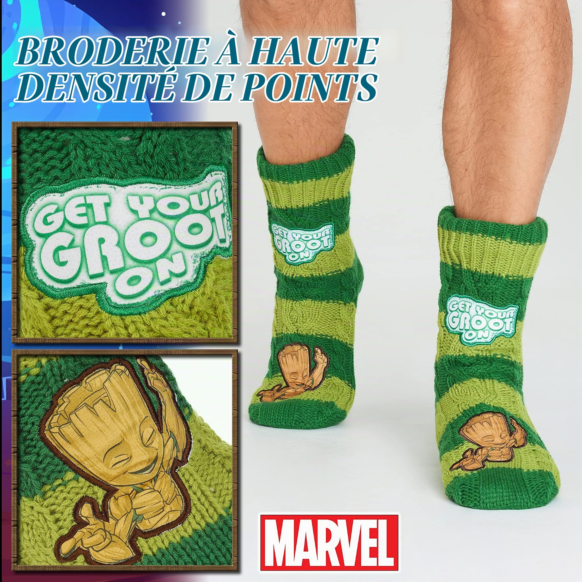 marvel-chaussettes-homme-vert-38-44-sherpa-antid-rapant image 4