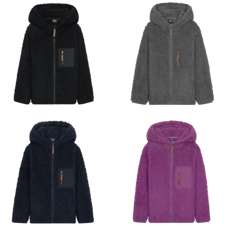 citycomfort-veste-teddy-enfant-noire-3-4-ans-zipp-e-capuche image 1