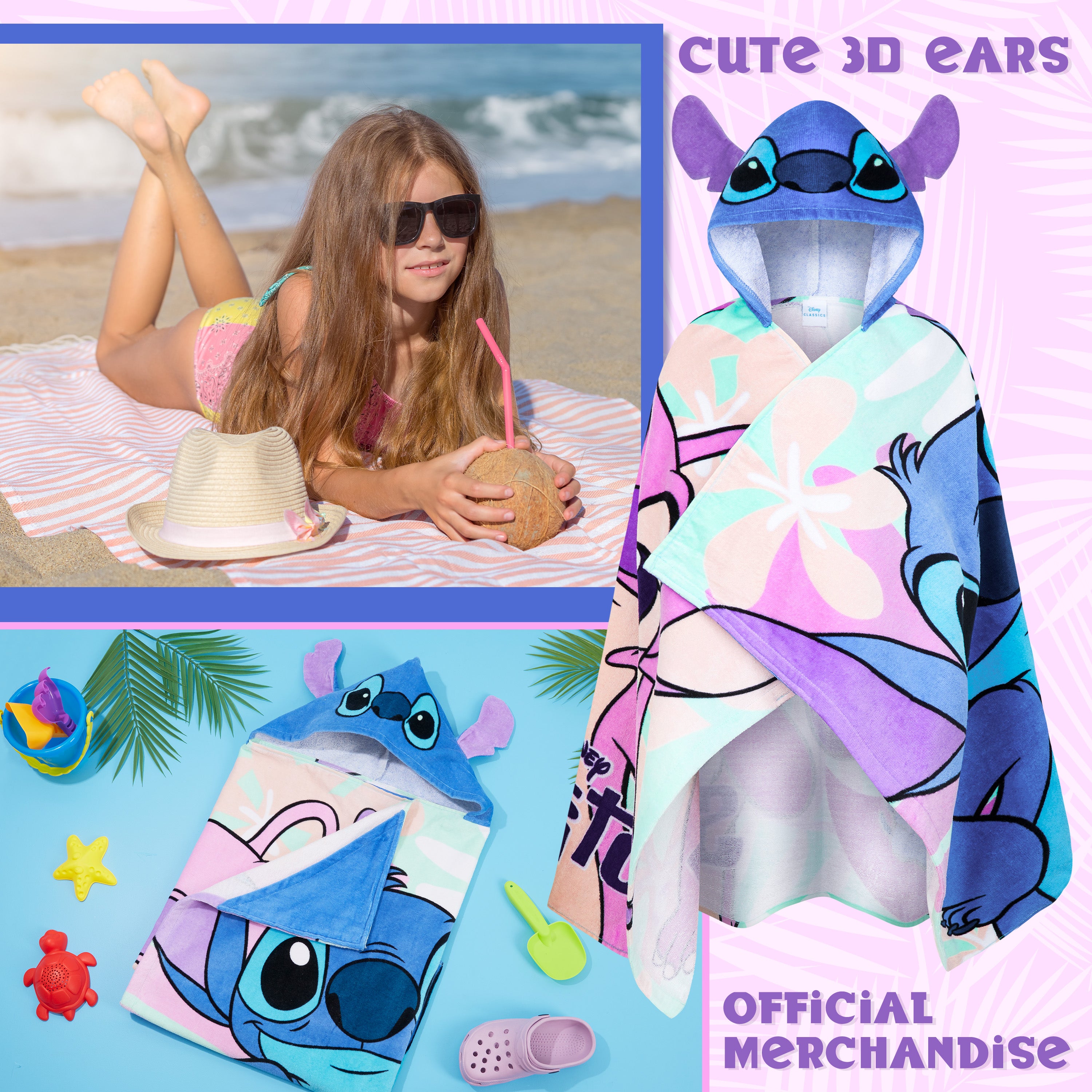 disney-stitch-serviette-capuche-enfant-poncho-bain-absorbant image 6