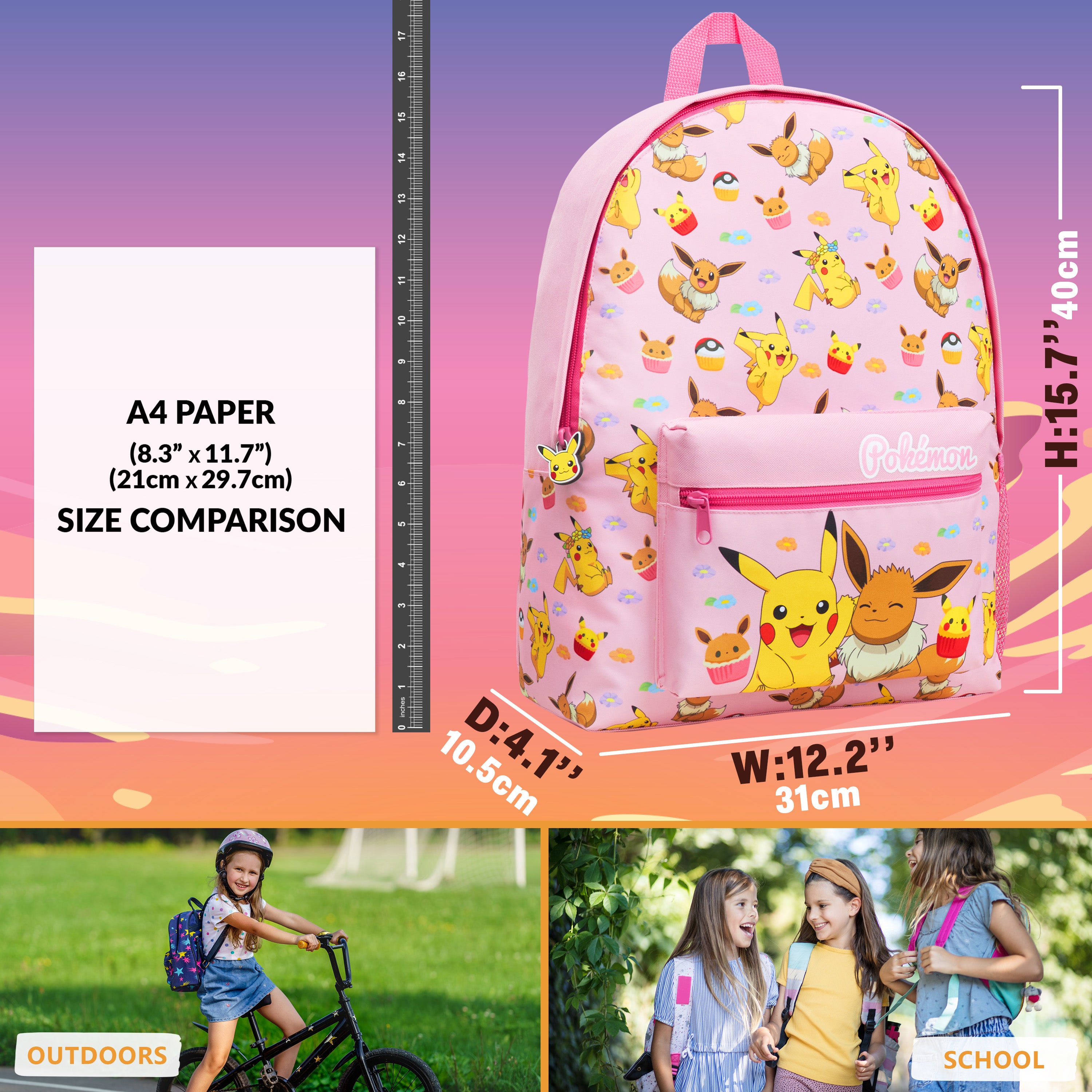 pok-mon-pikachu-sac-dos-enfant-poches-zipp-es-cole image 2