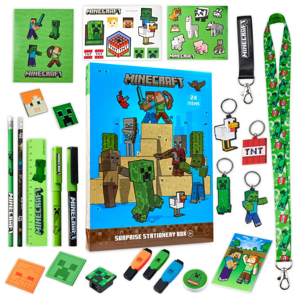 minecraft-calendrier-de-l-avent-2025-papeterie-24-surprises image 1