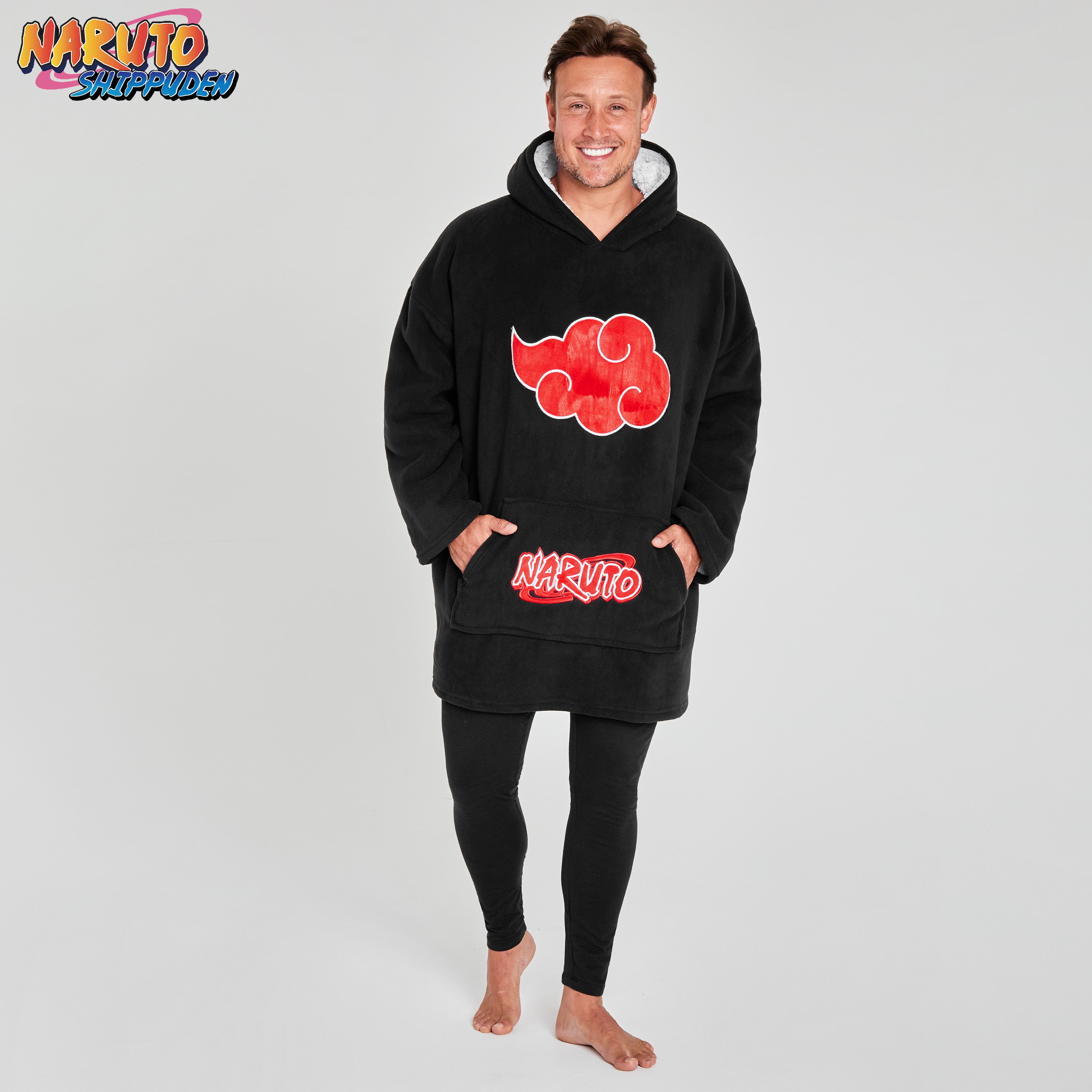 naruto-sweat-plaid-homme-noir-rouge-polaire-sherpa image 2