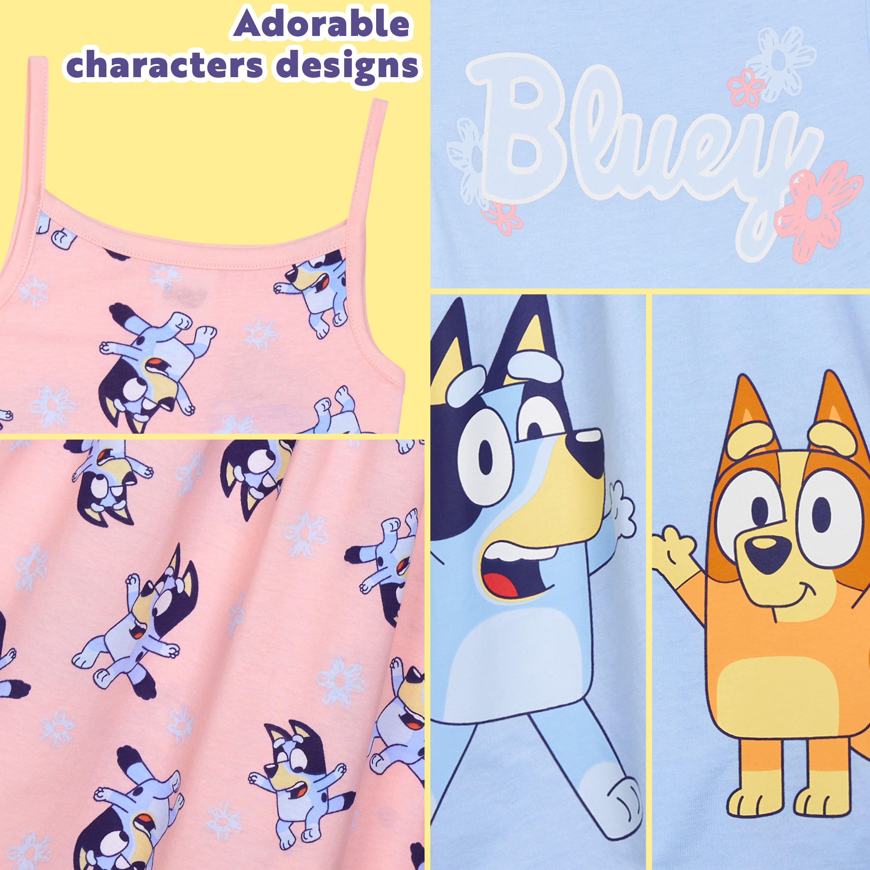 bluey-robe-t-fille-lot-de-2-manches-courtes-5-6-ans image 4