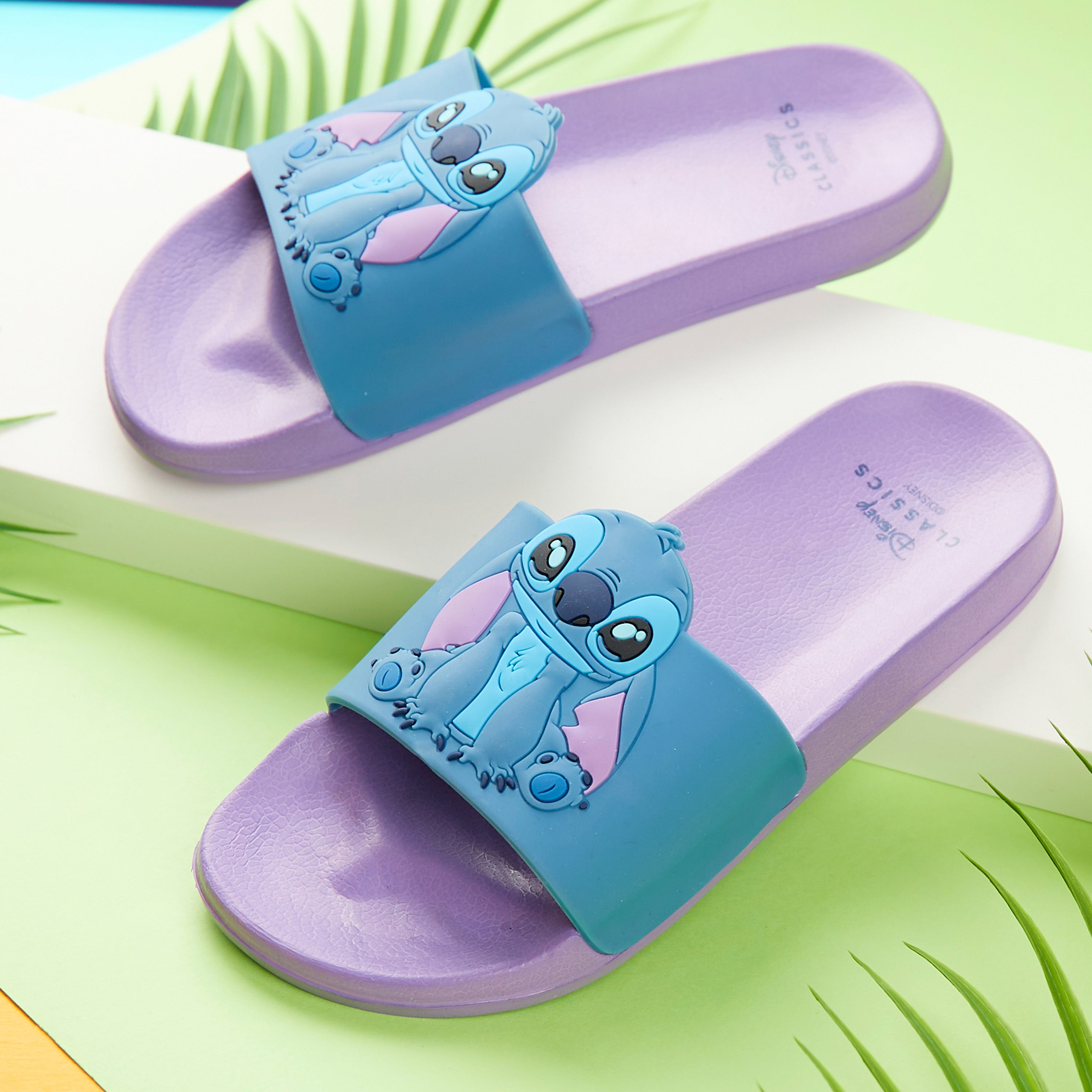 disney-claquettes-fille-stitch-lilas-bleu-piscine-plage image 2