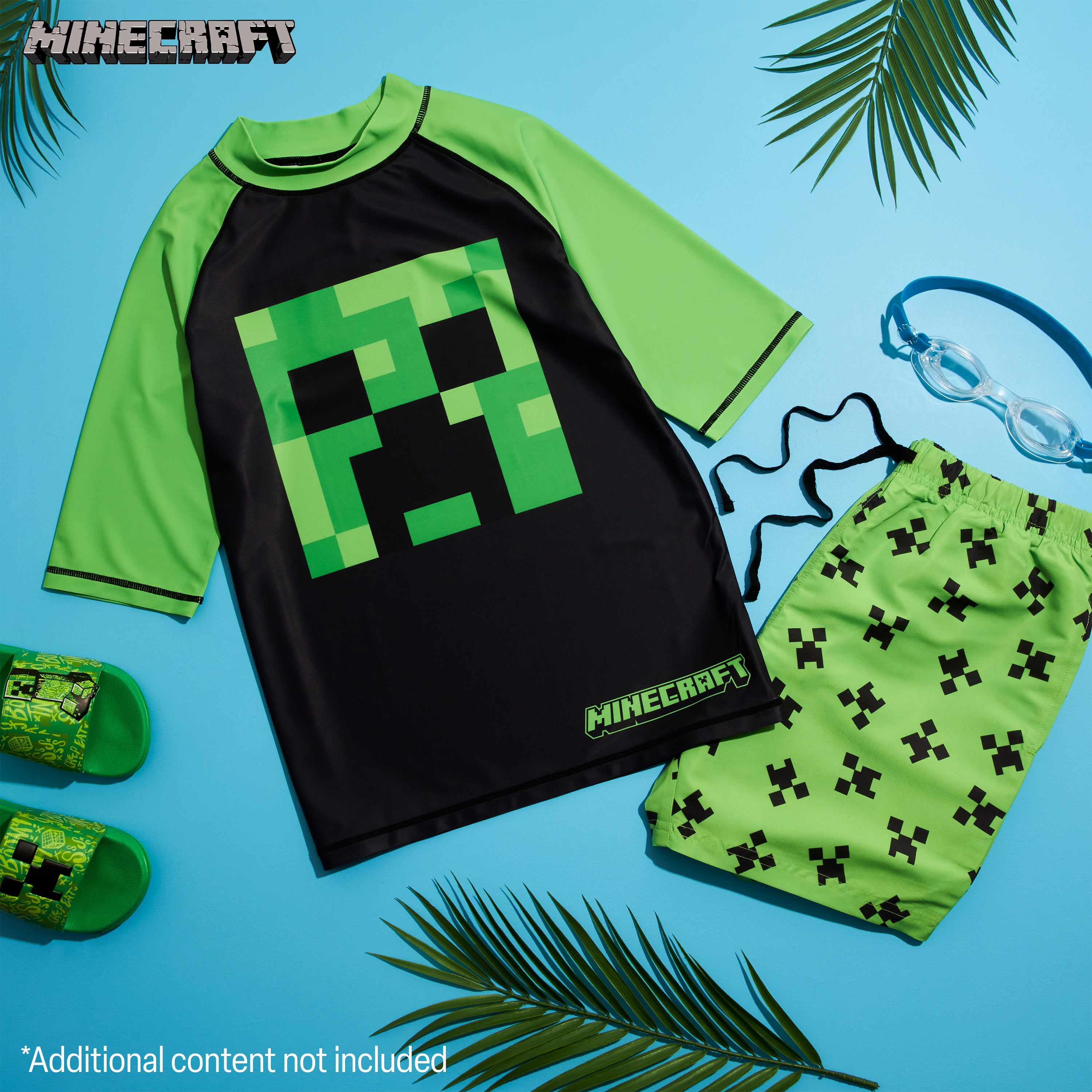 minecraft-maillot-de-bain-gar-on-2-pi-ces-vert-noir-9-10-ans image 2