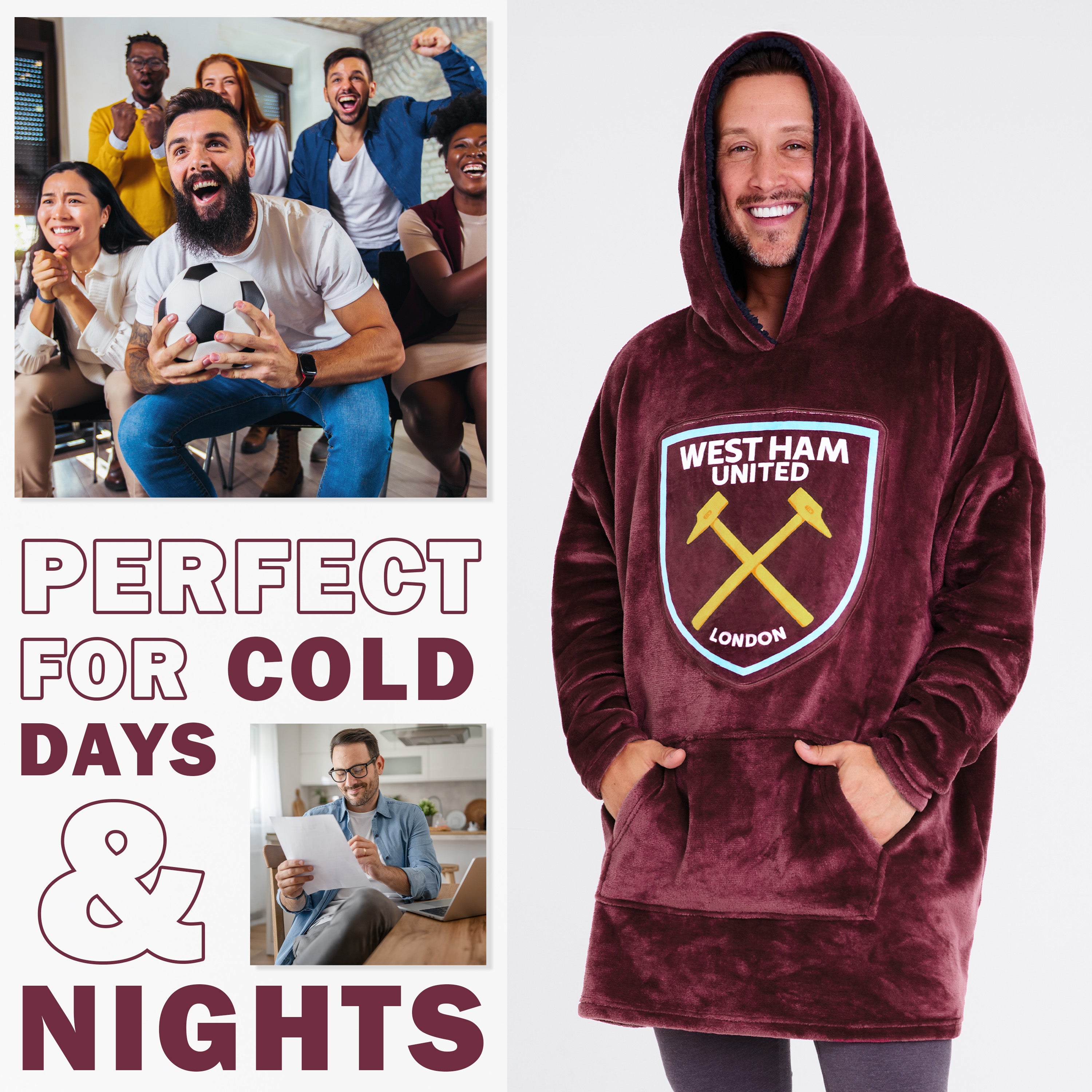 west-ham-plaid-sweat-capuche-polaire-oversize-homme image 2