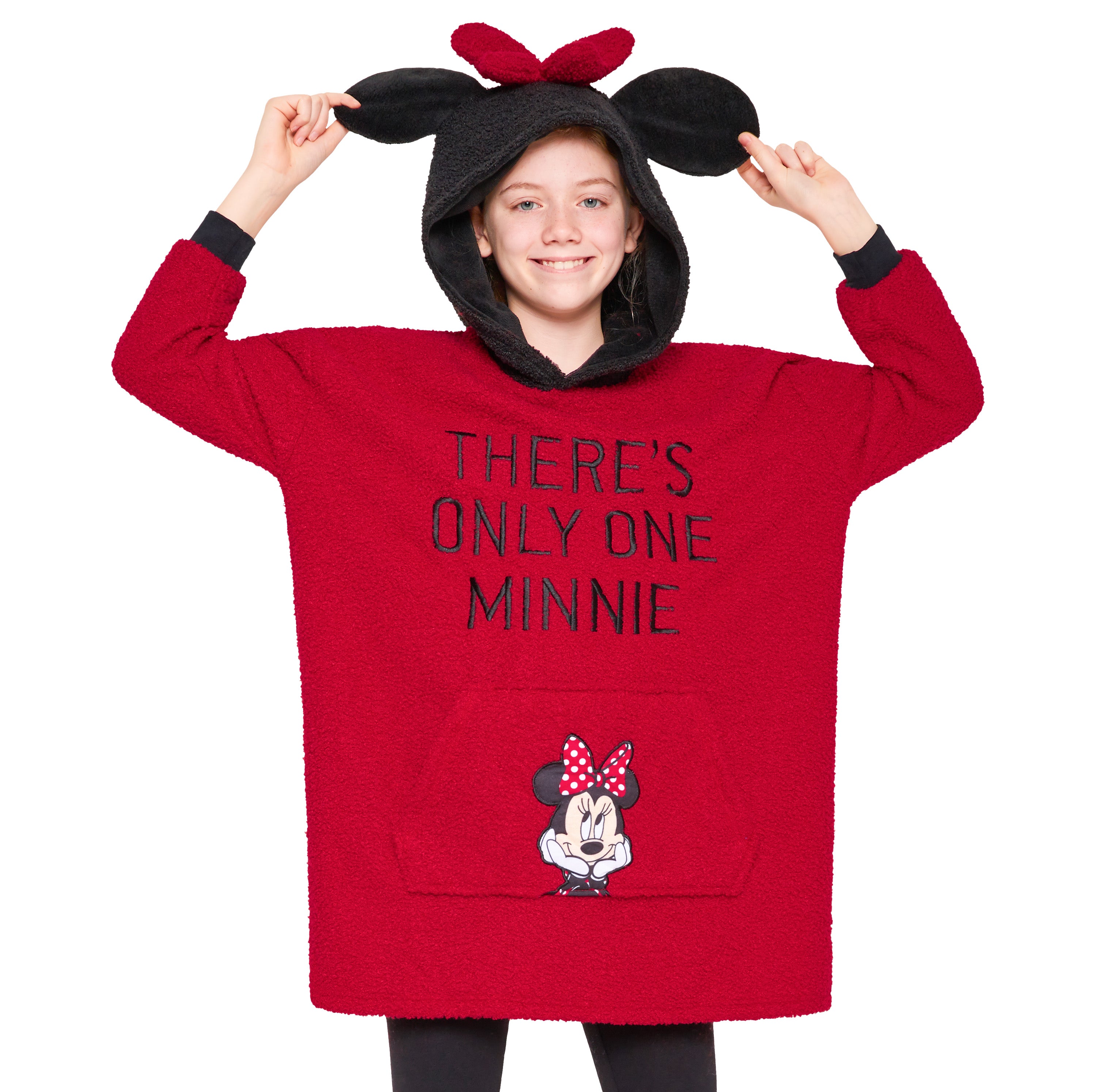 disney-sweat-plaid-enfant-minnie-rouge-polaire-oversize image 1