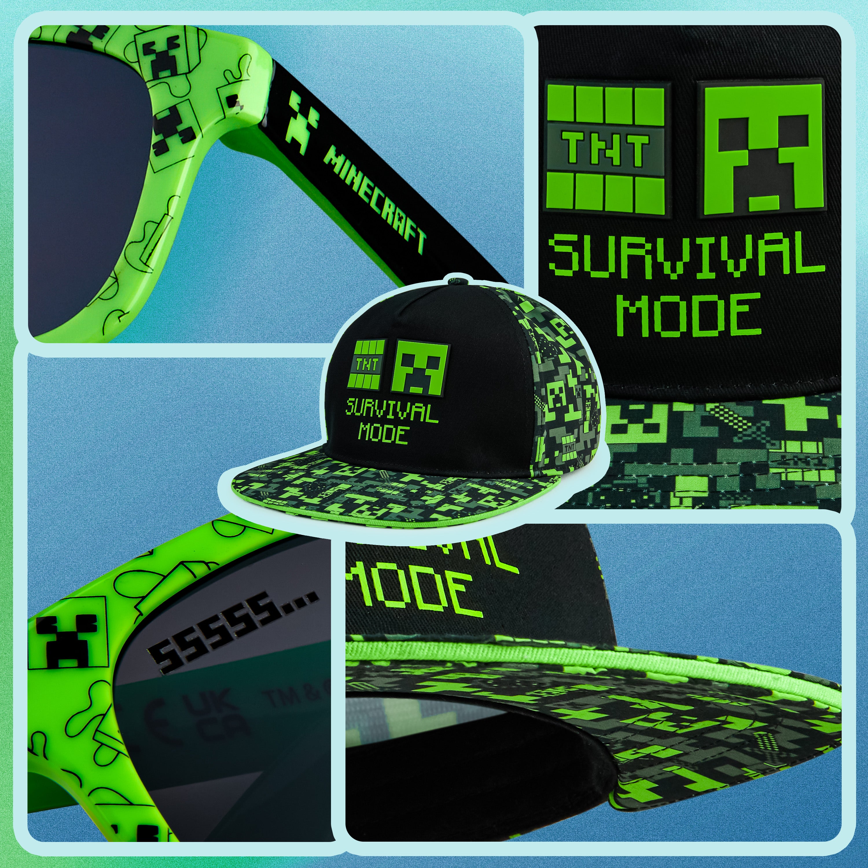 minecraft-casquette-lunettes-gar-on-noir-vert-creeper-uv image 4