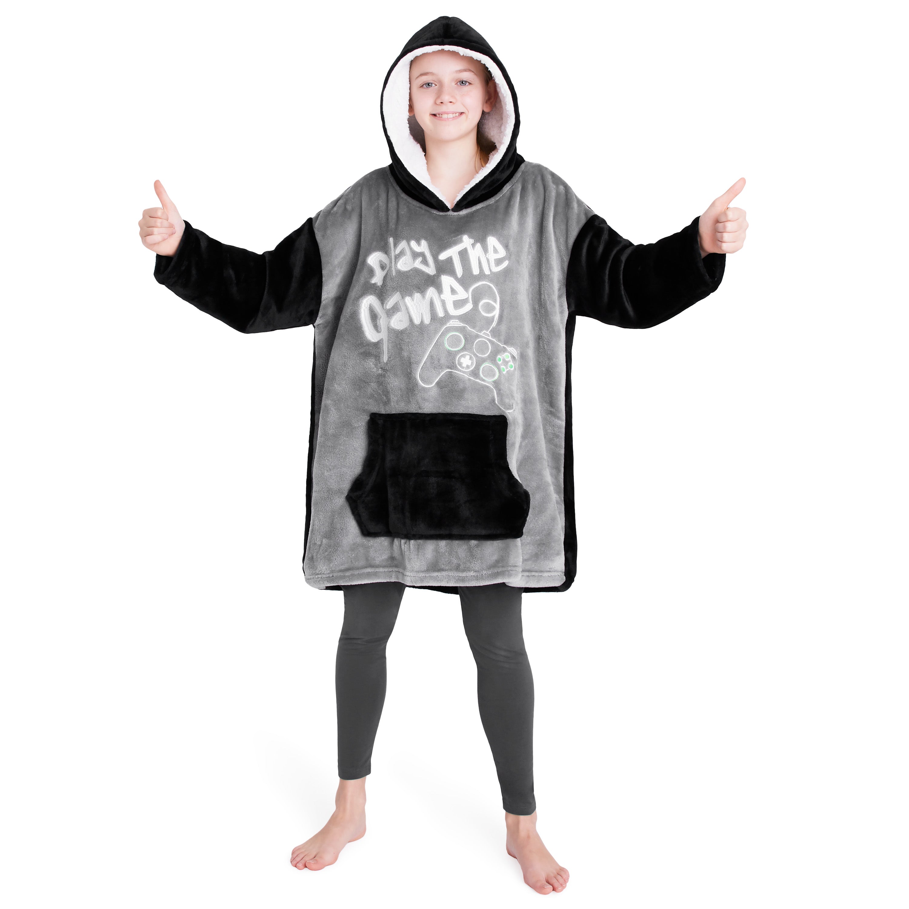 citycomfort-plaid-sweat-capuche-gar-on-taille-unique-polaire image 1