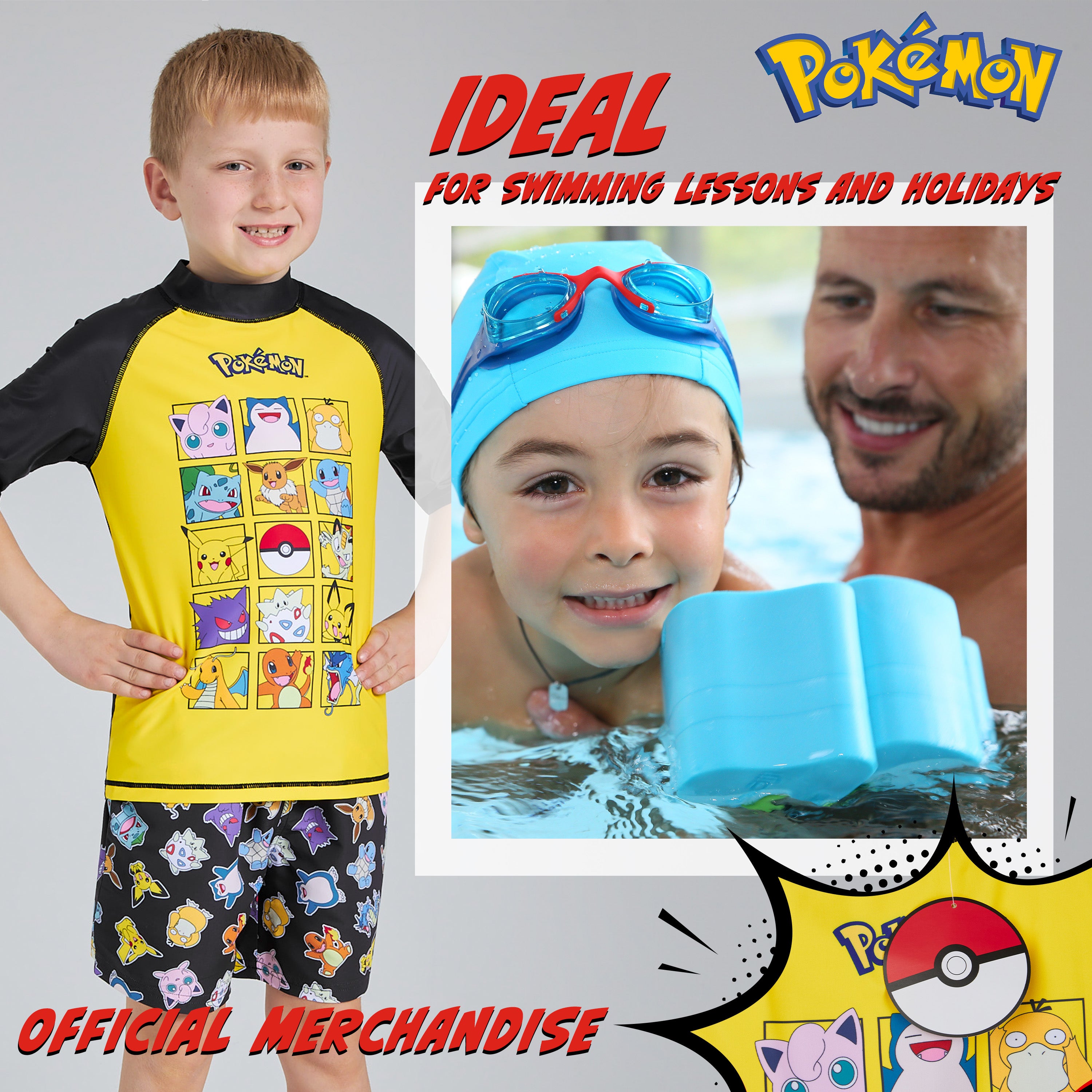 pok-mon-maillot-bain-gar-on-2-pi-ces-pikachu-7-8-ans image 4