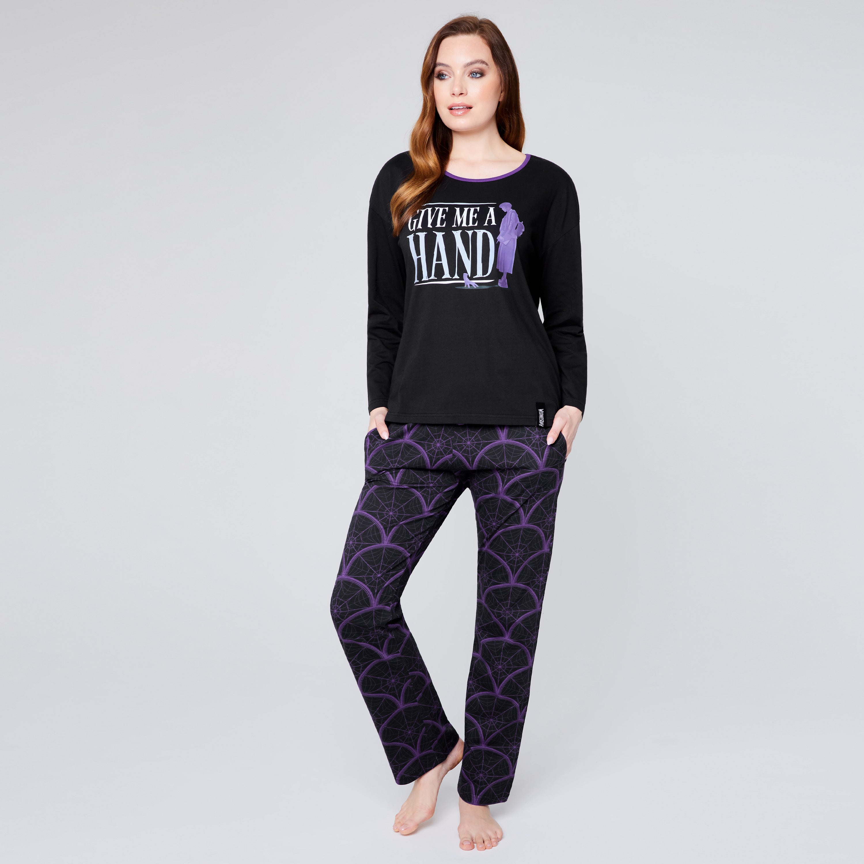 get-trend-wednesday-pyjama-femme-ensemble-coton-noir image 5