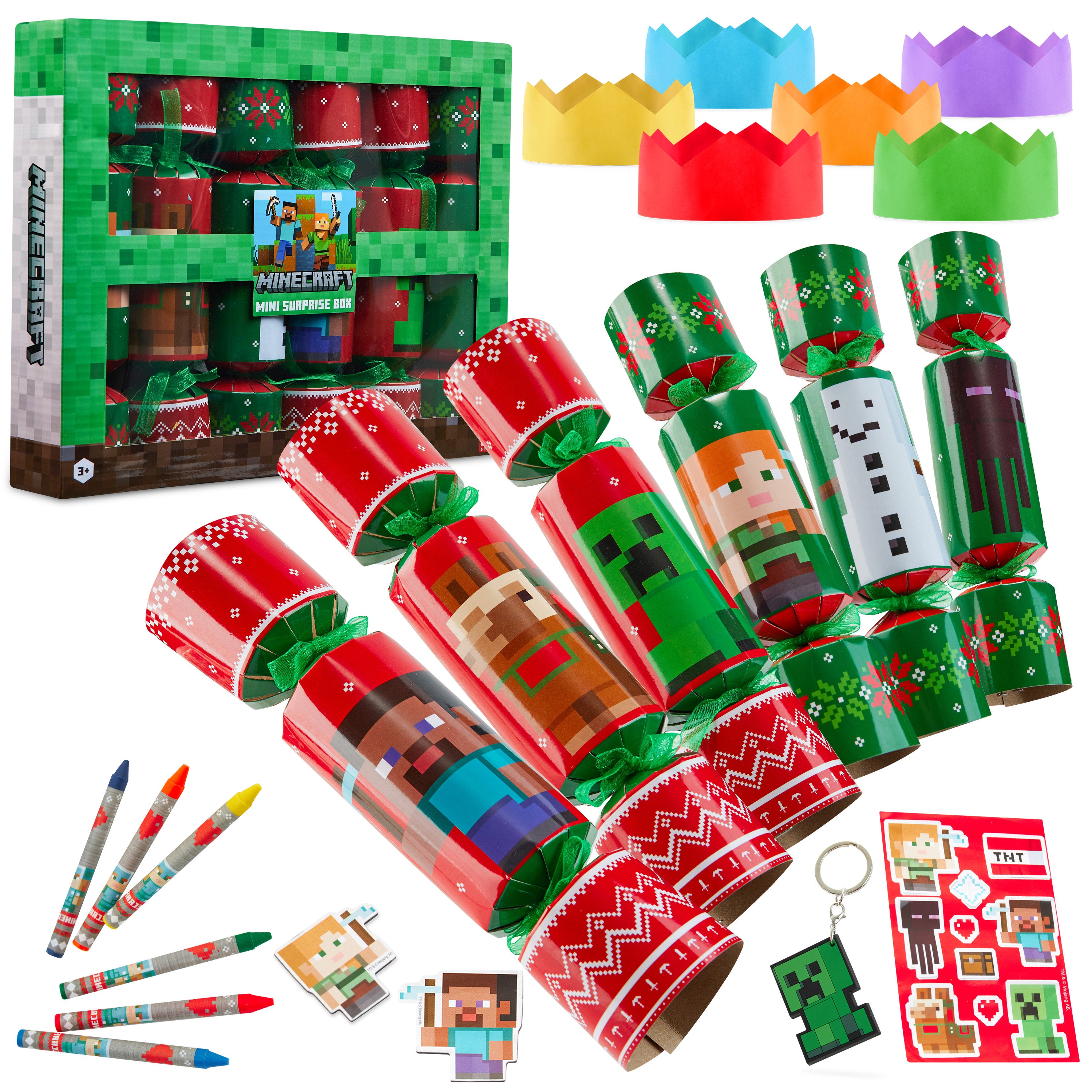 minecraft-mini-creeper-crackers-de-no-l-lot-de-6-avec-cadeaux image 1