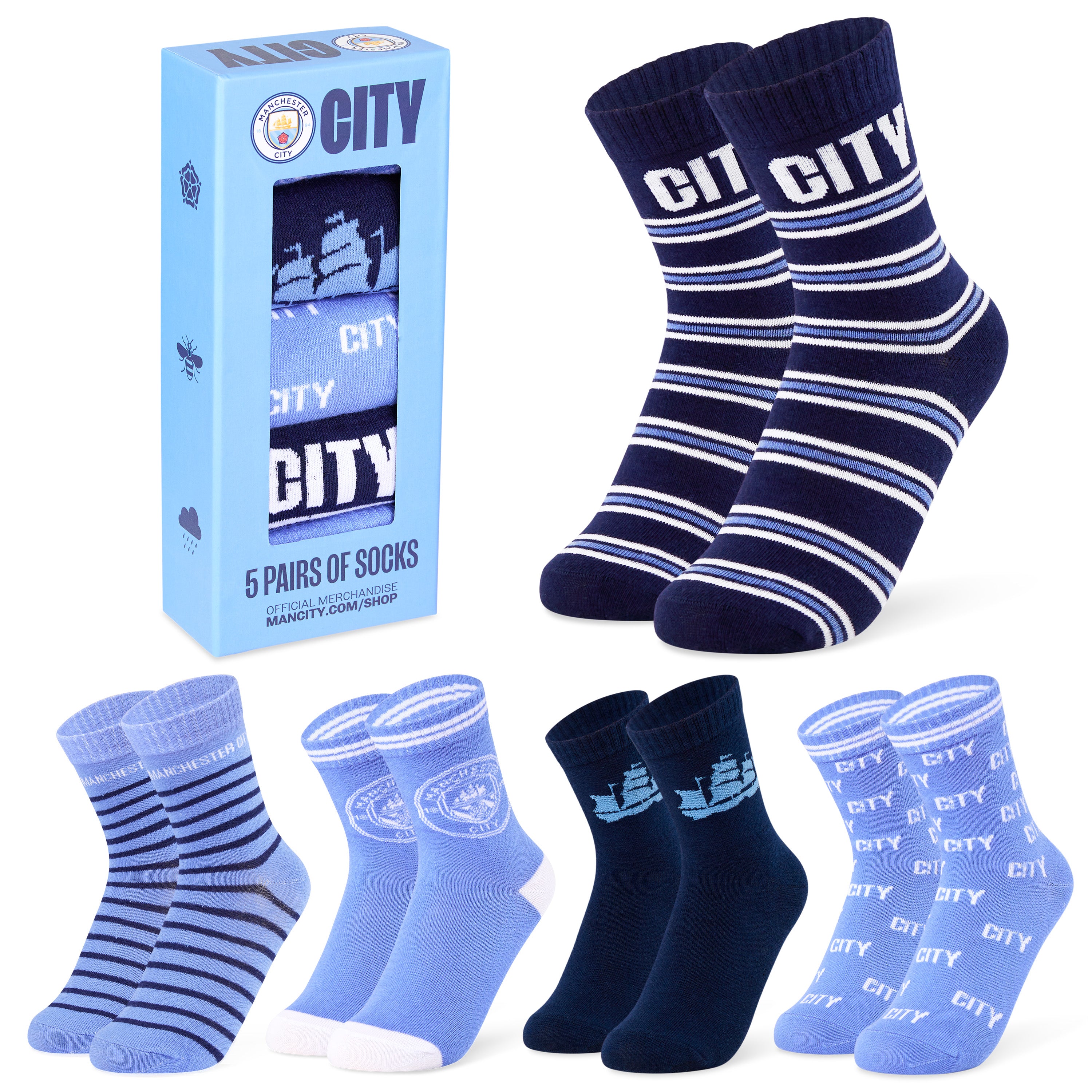 manchester-city-chaussettes-gar-on-lot-5-coton-9-13-ans image 1