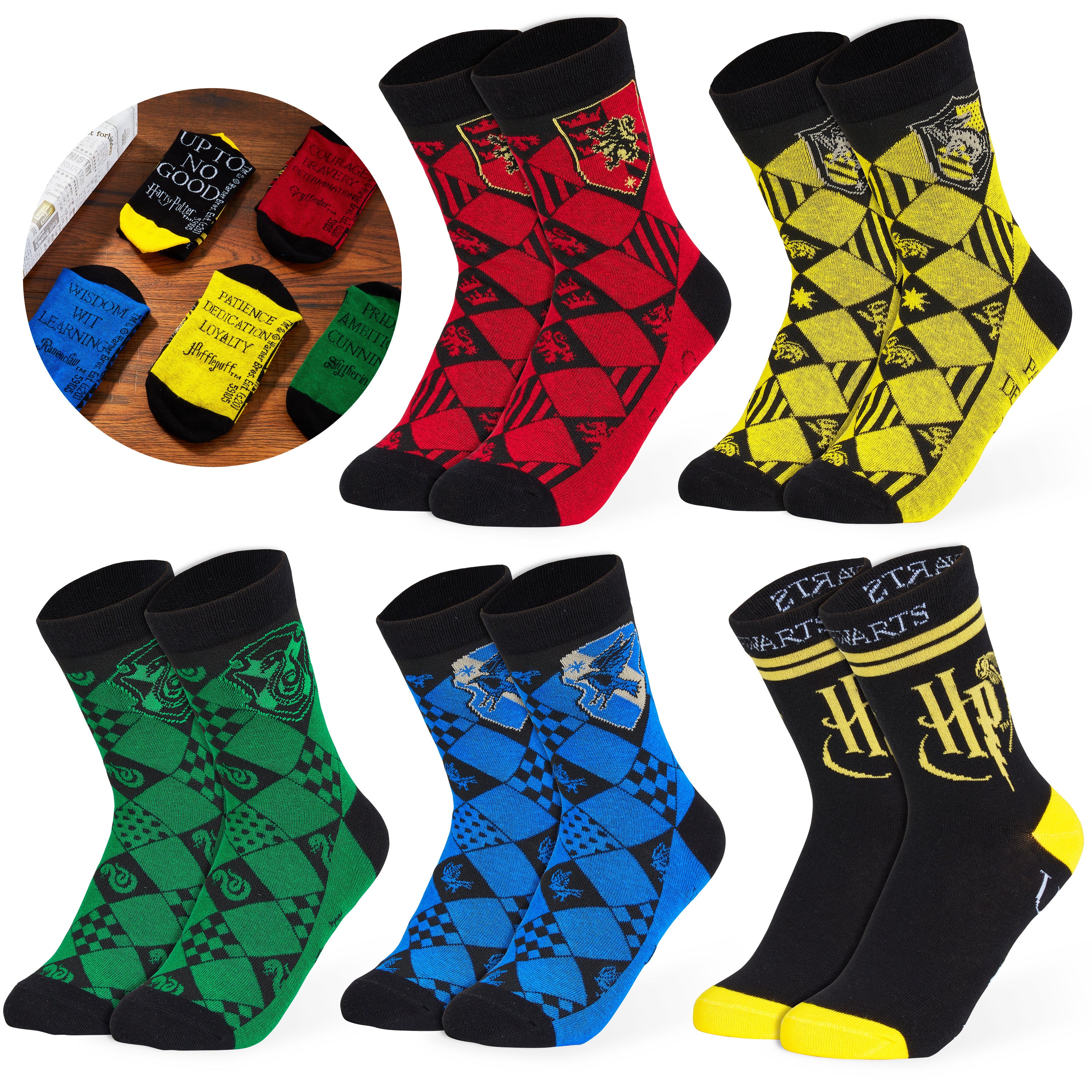 harry-potter-chaussettes-lot-5-paires-coton-36-40-poudlard image 1