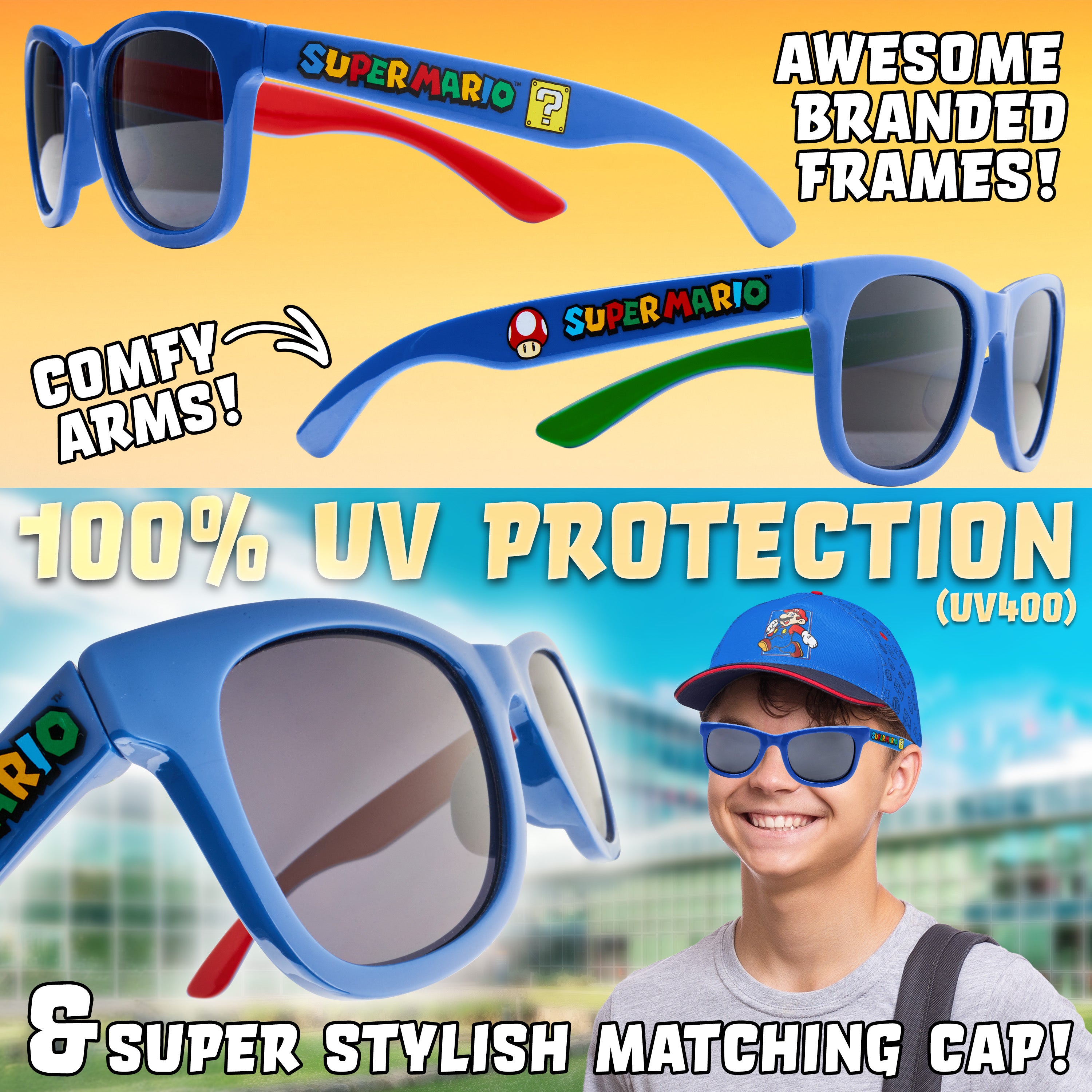 super-mario-casquette-enfant-lunettes-soleil-uv-set image 3