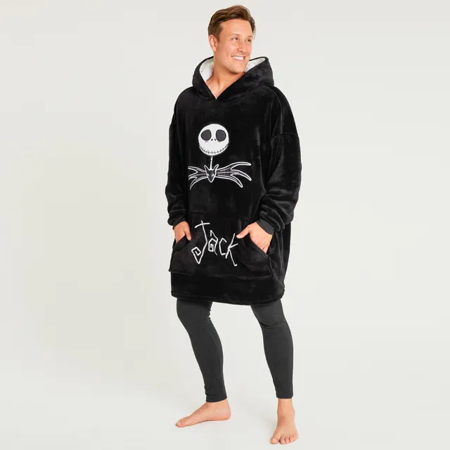 disney-jack-skellington-plaid-capuche-femme-oversize-noir image 1