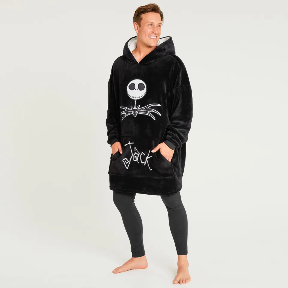 disney-jack-skellington-plaid-capuche-femme-oversize-noir image 1