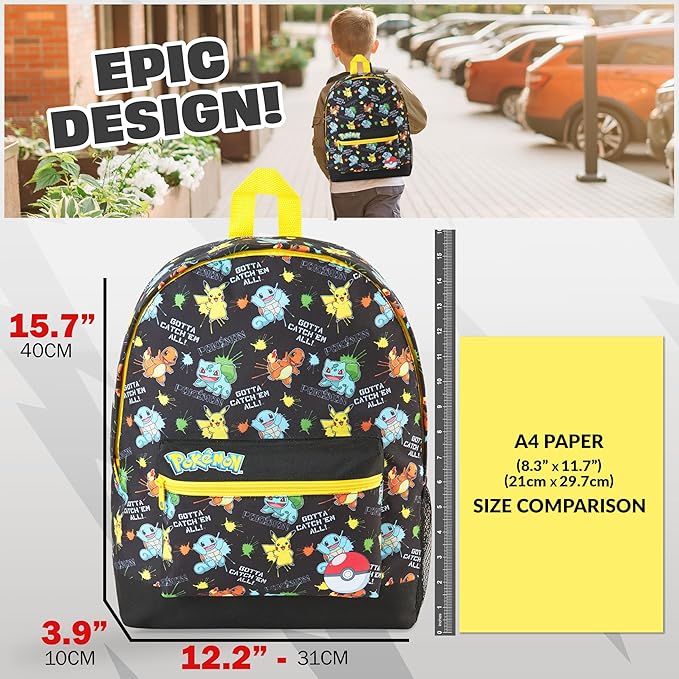 pok-mon-pikachu-sac-dos-enfant-poches-zipp-es-cole-2 image 2