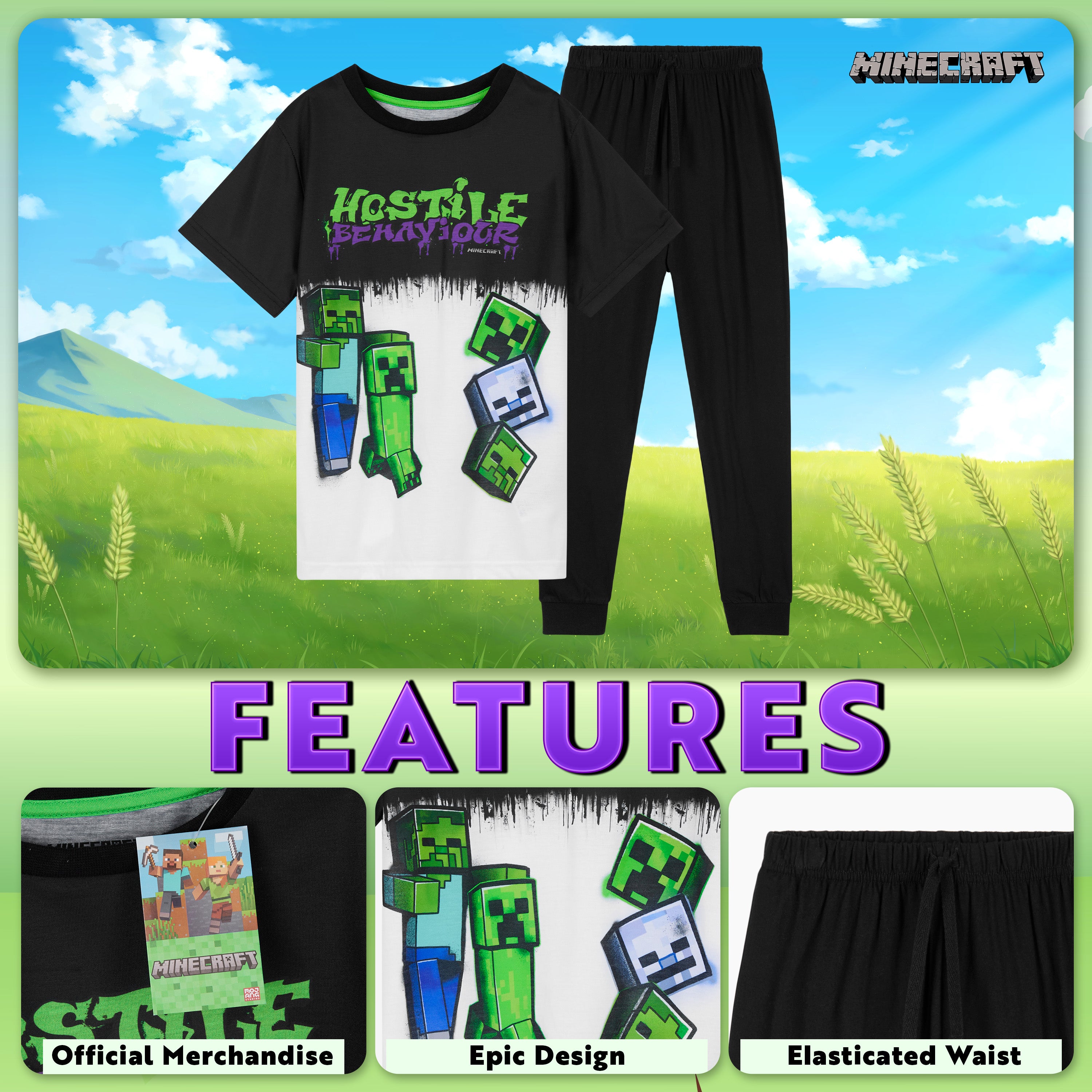 minecraft-ensemble-pyjama-gar-on-coton-creeper-5-14-ans image 3