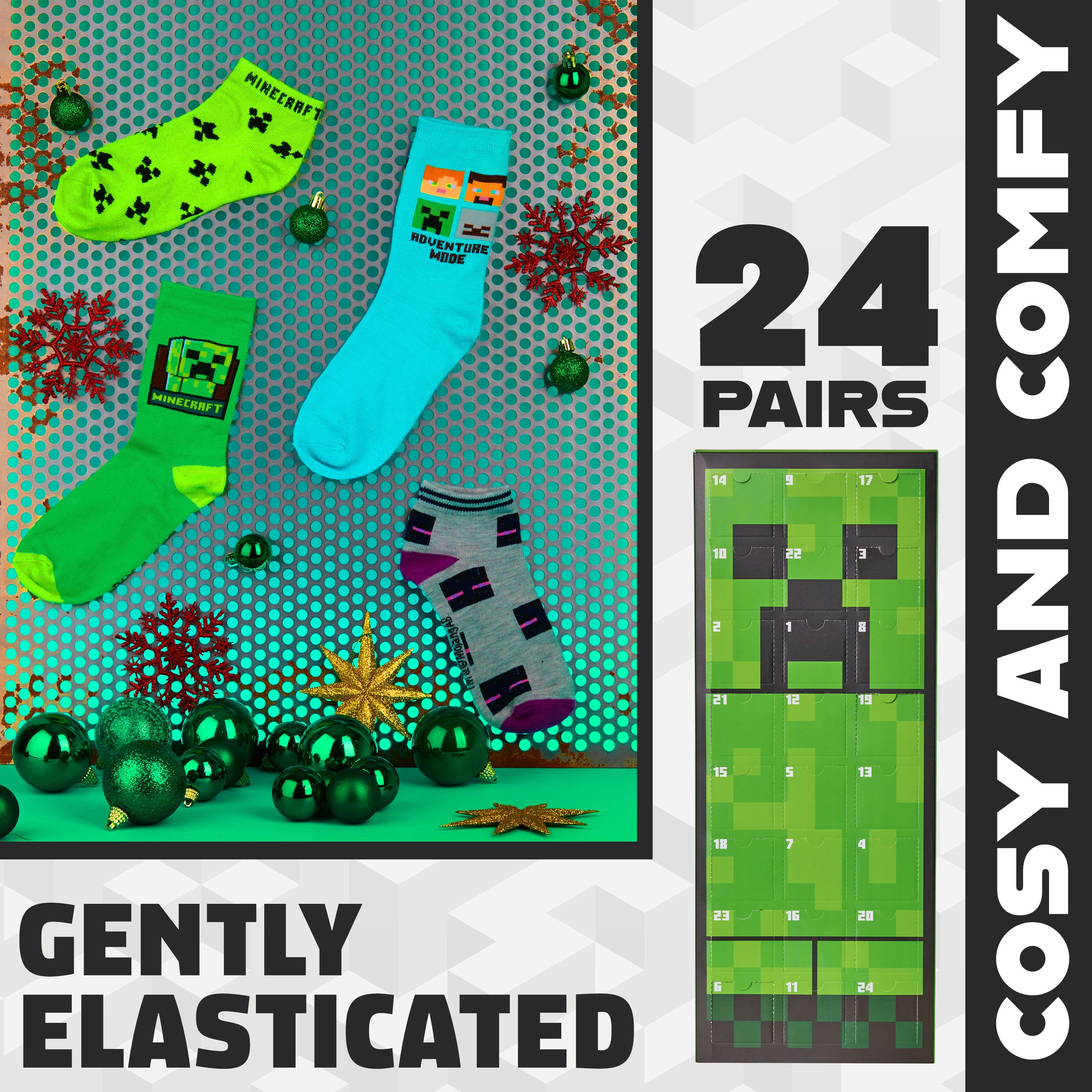 minecraft-calendrier-de-l-avent-chaussettes-2025-24-paires-gamer image 5