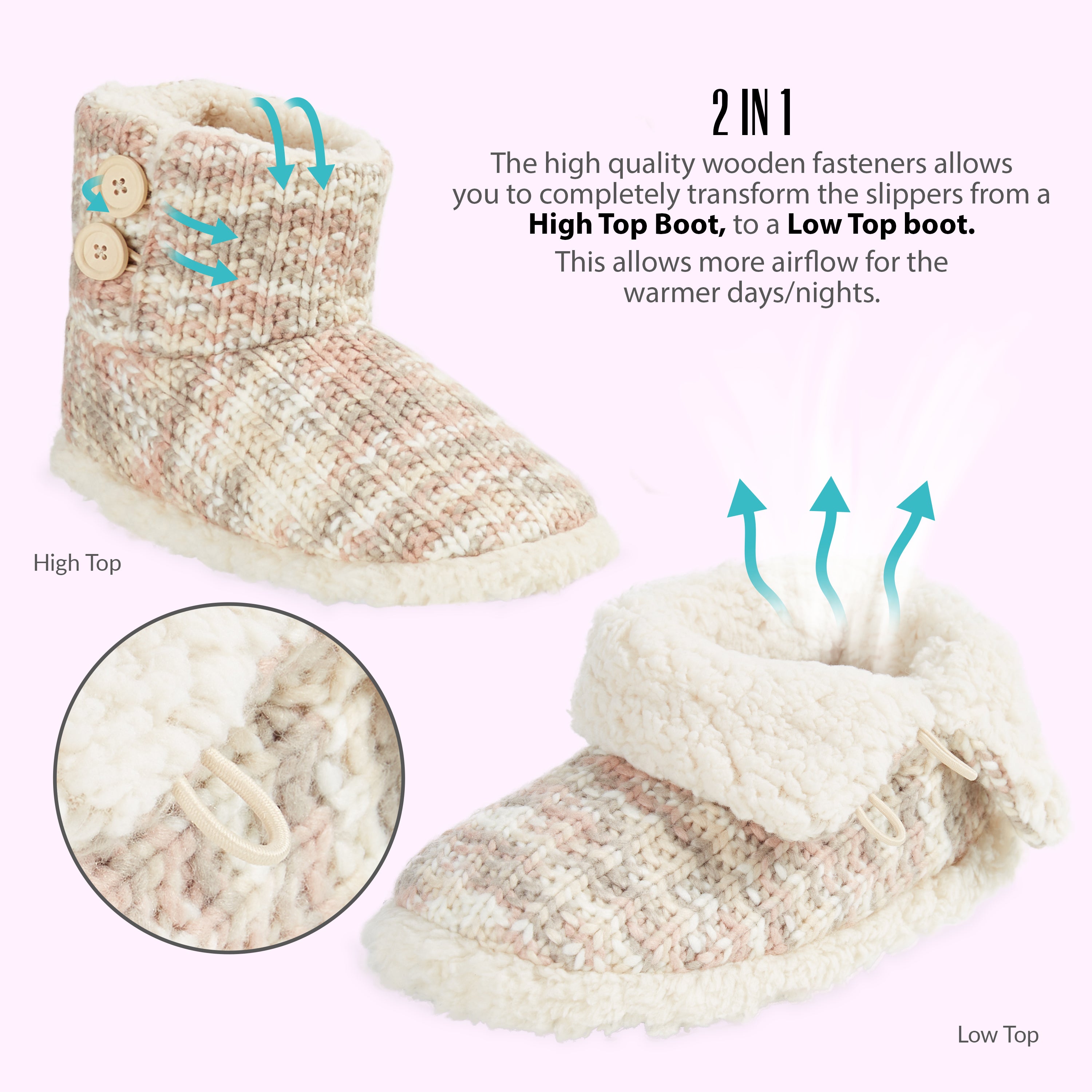citycomfort-pantoufles-bottines-femme-tricot-fourrure image 2