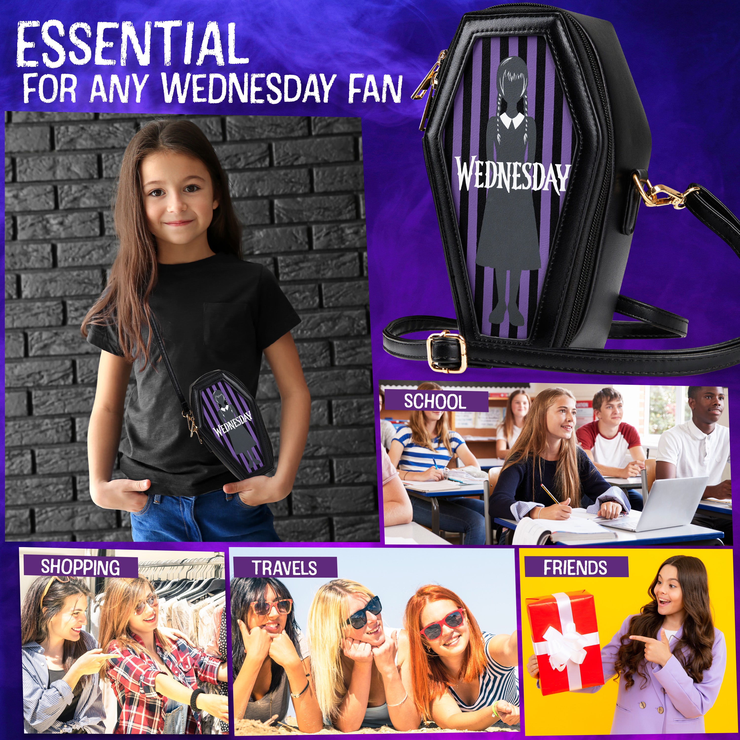 get-trend-girls-wednesday-sac-bandouli-re-cercueil-fille-gothique image 2