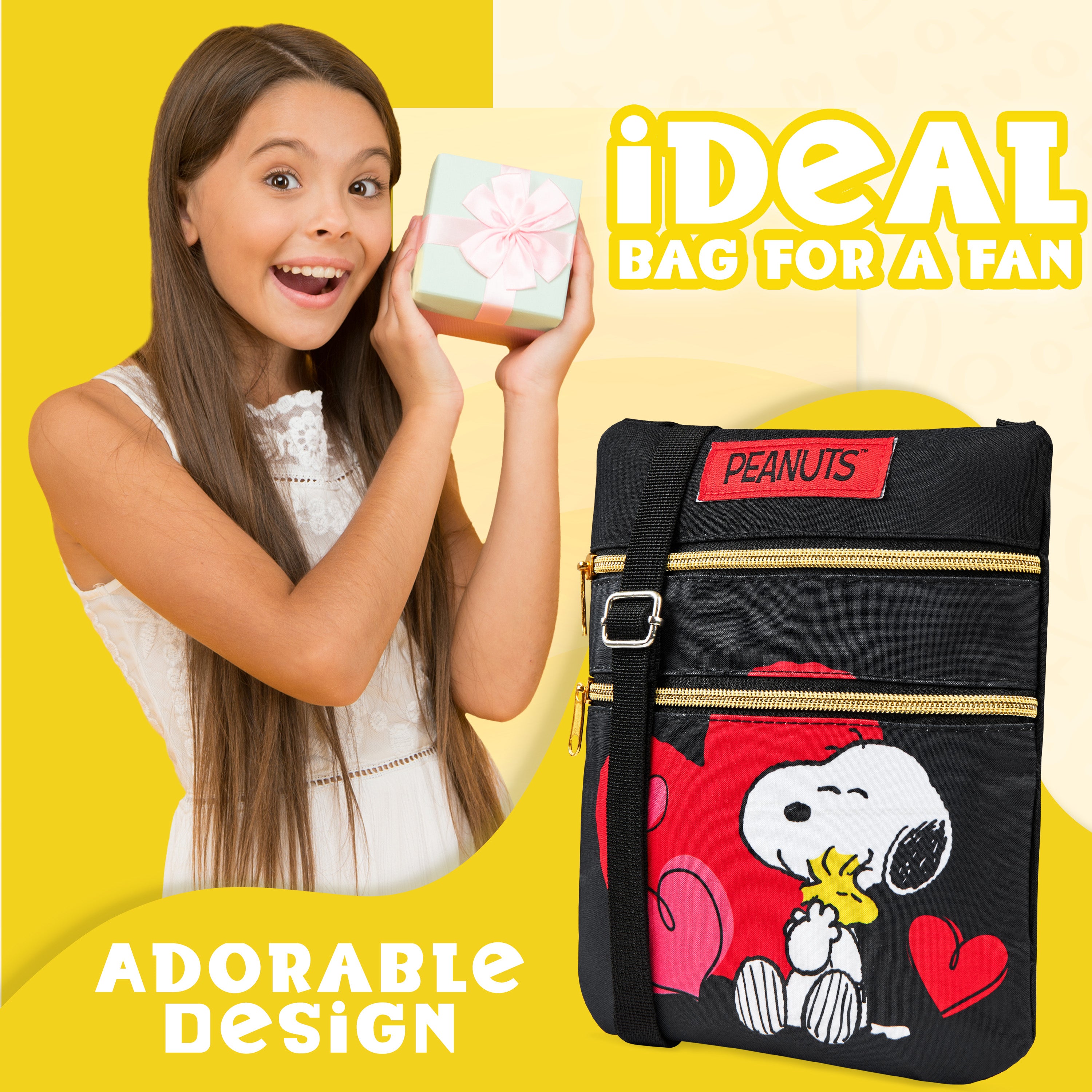 snoopy-peanuts-sac-bandouli-re-fille-2-poches-sangle-r-glable image 3