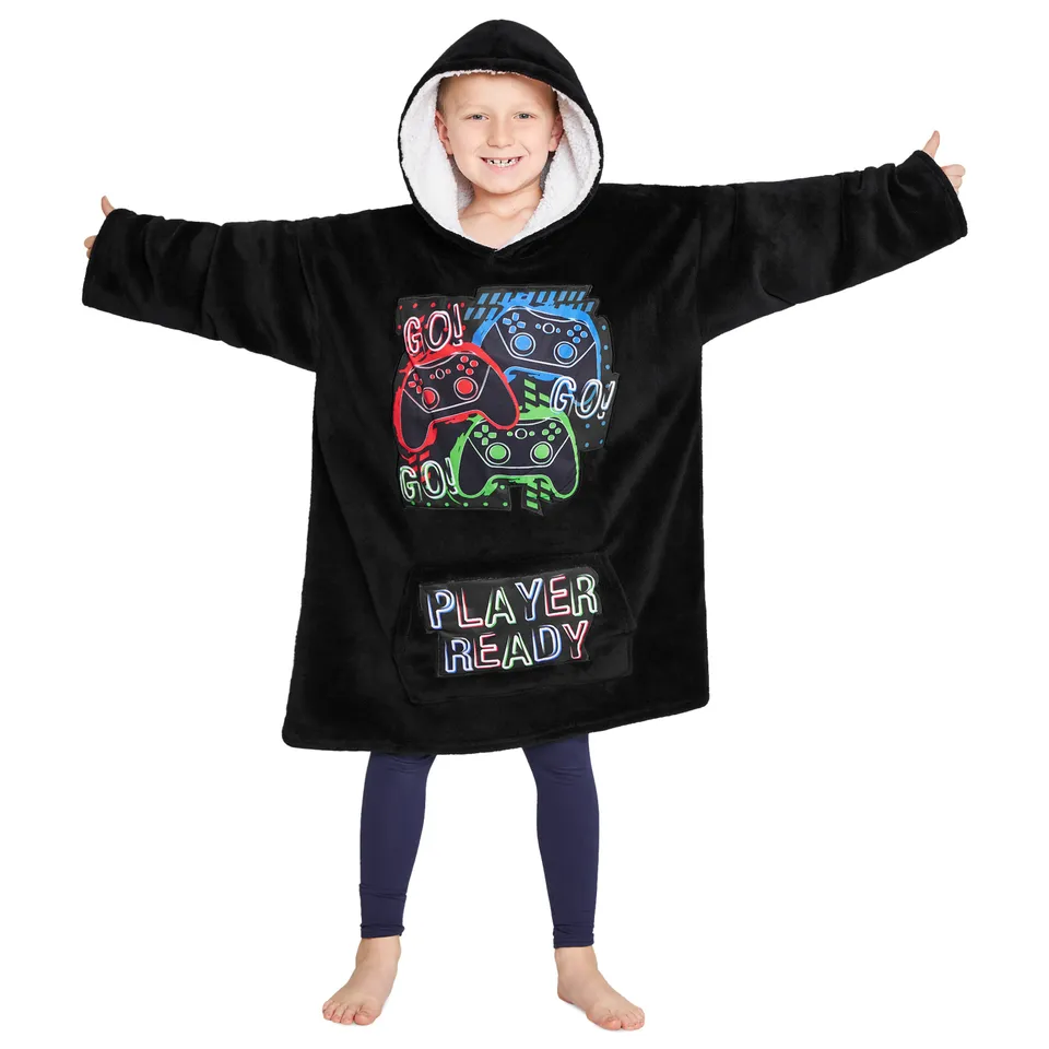 citycomfort-gamer-plaid-sweat-capuche-polaire-enfant-ado image 1