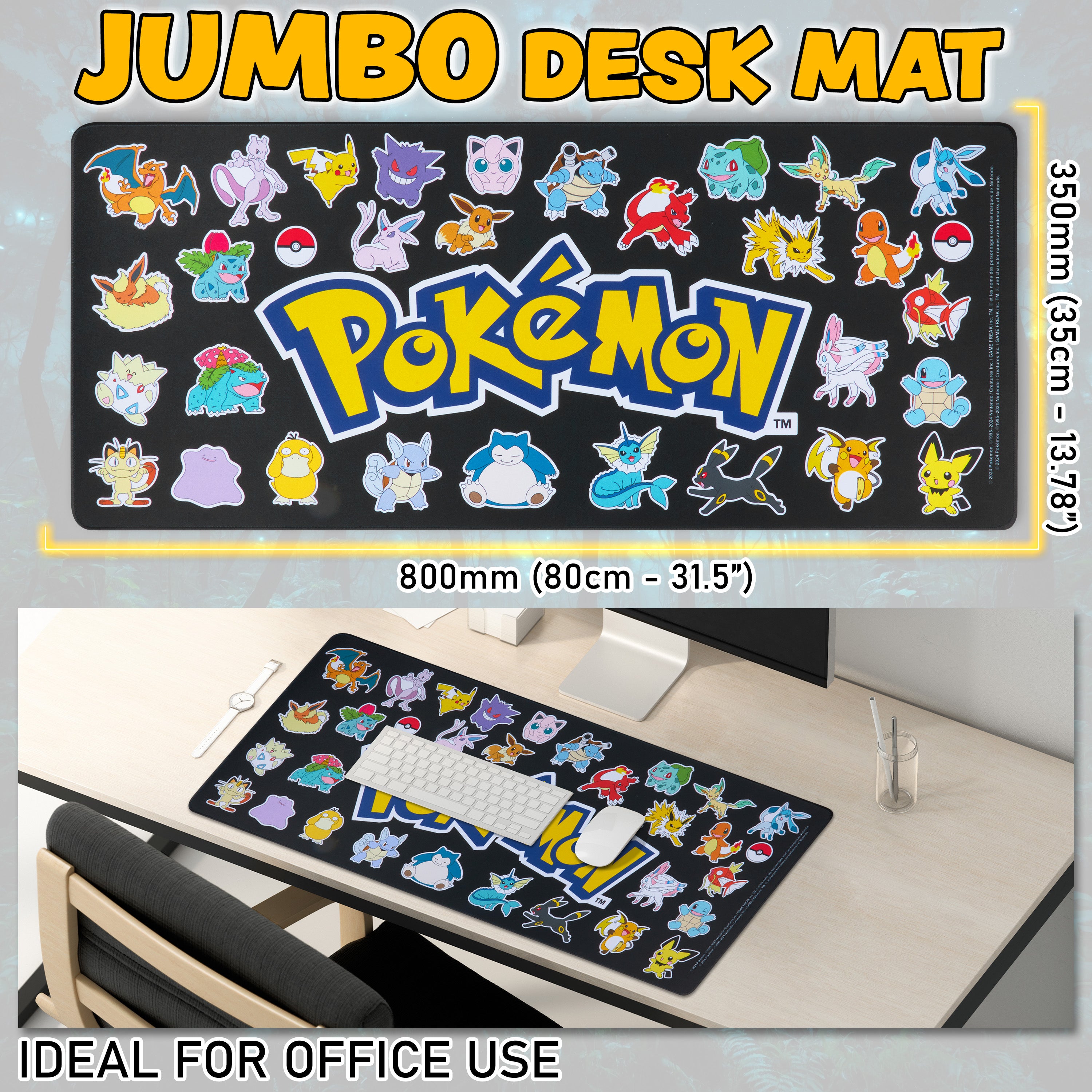 pok-mon-pikachu-tapis-souris-xxl-bureau-gaming-80x35-noir image 3