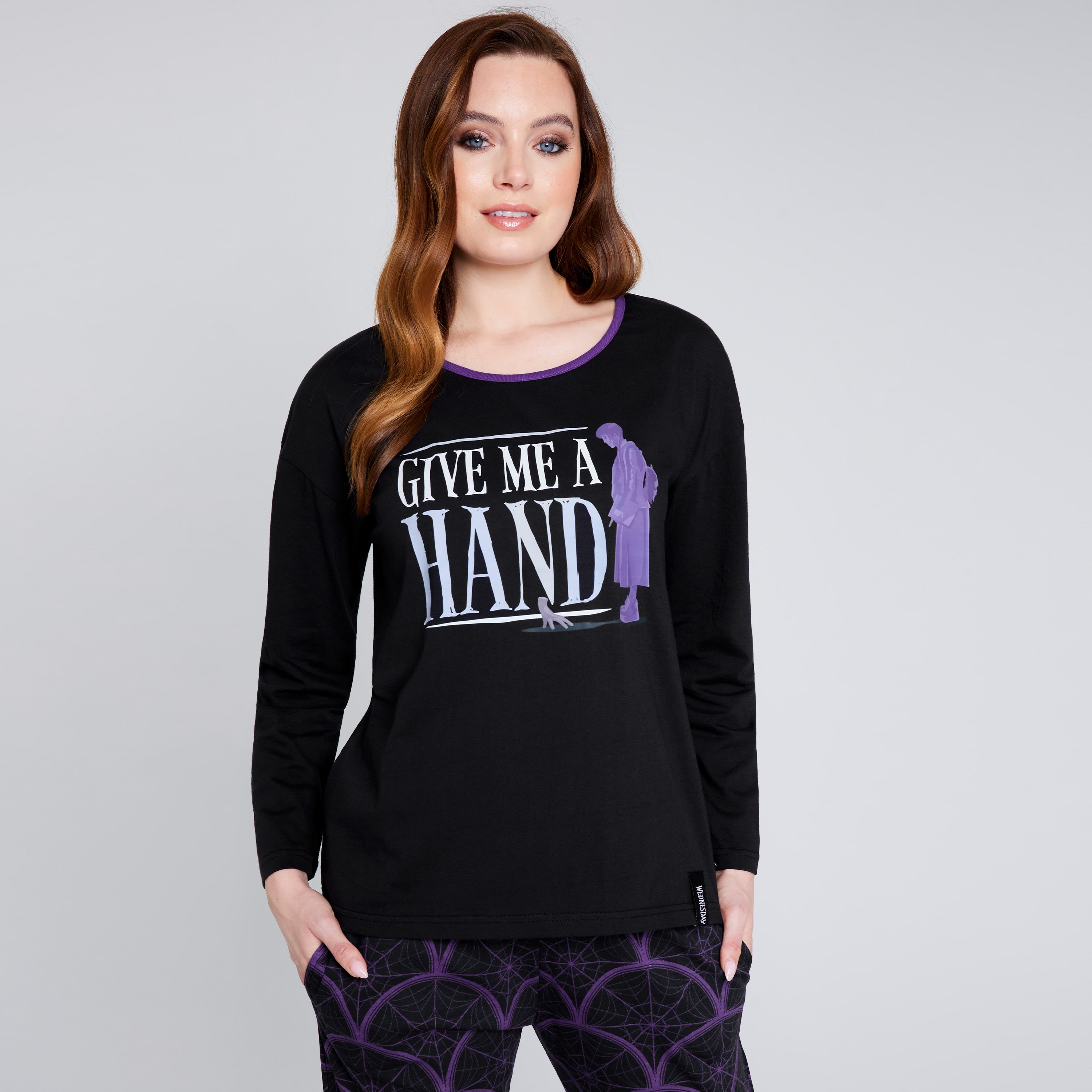 get-trend-wednesday-pyjama-femme-ensemble-coton-noir image 2