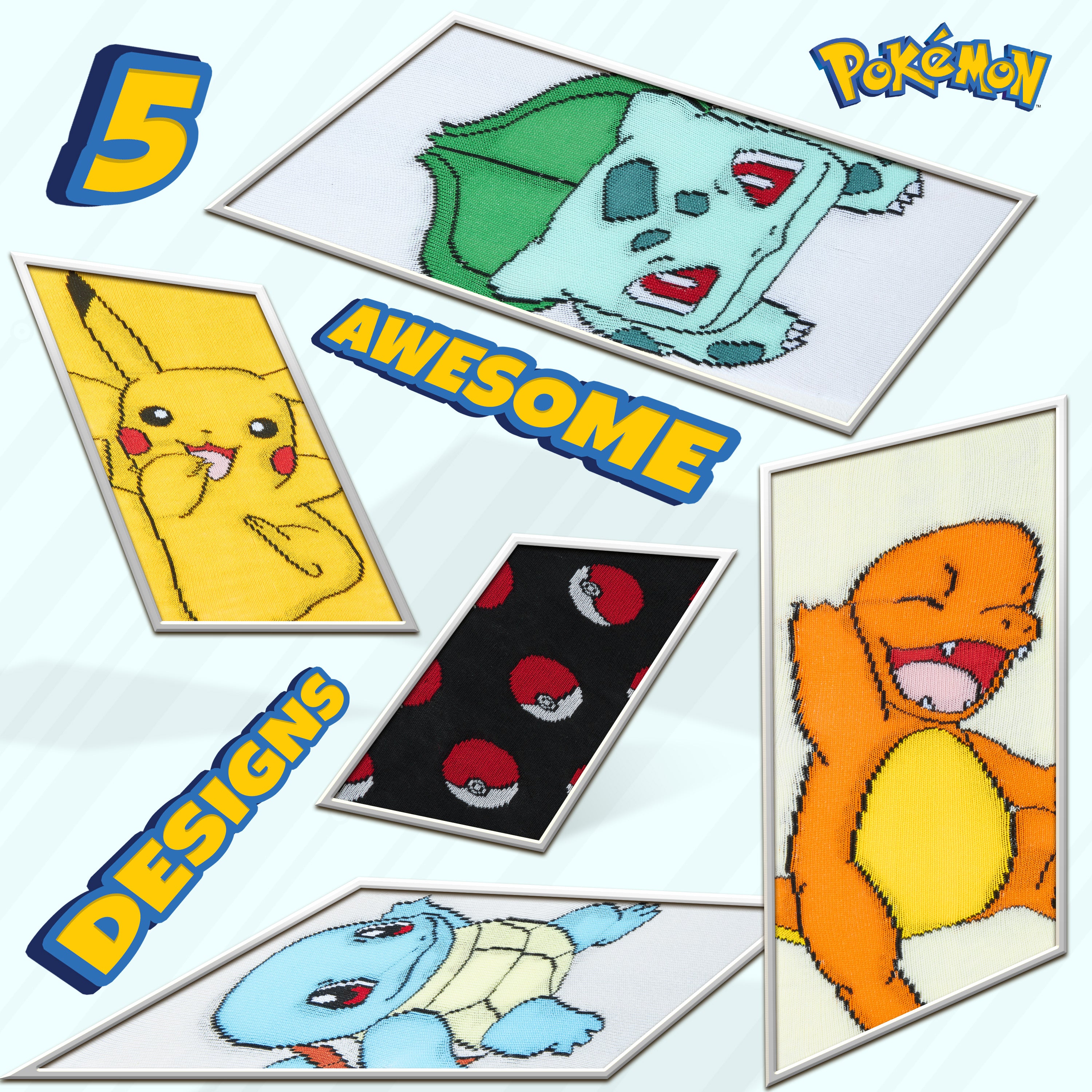 pok-mon-chaussettes-enfant-5-paires-cheville-coton-pikachu image 4