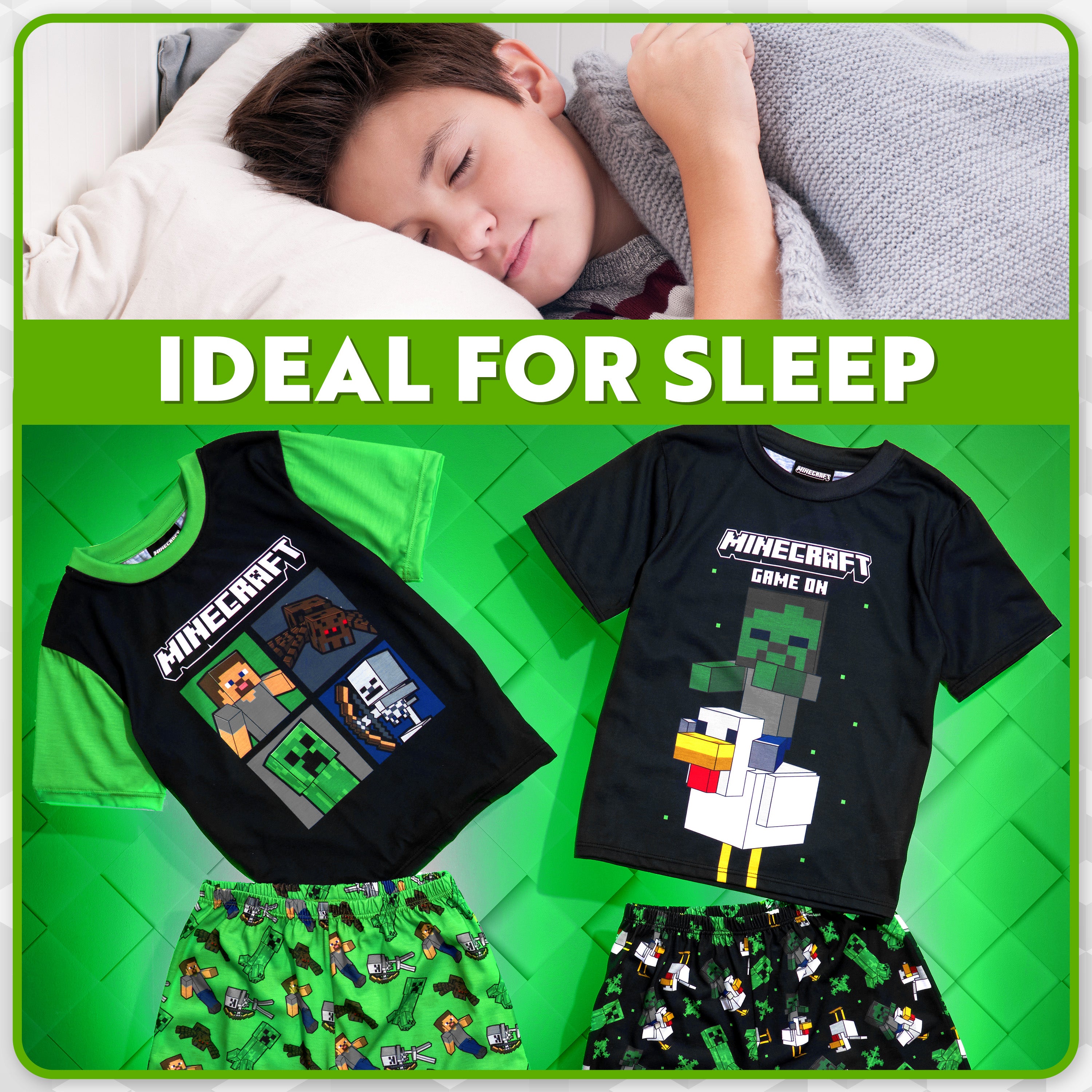 minecraft-pyjama-gar-on-manches-courtes-lot-de-2-gamer image 2