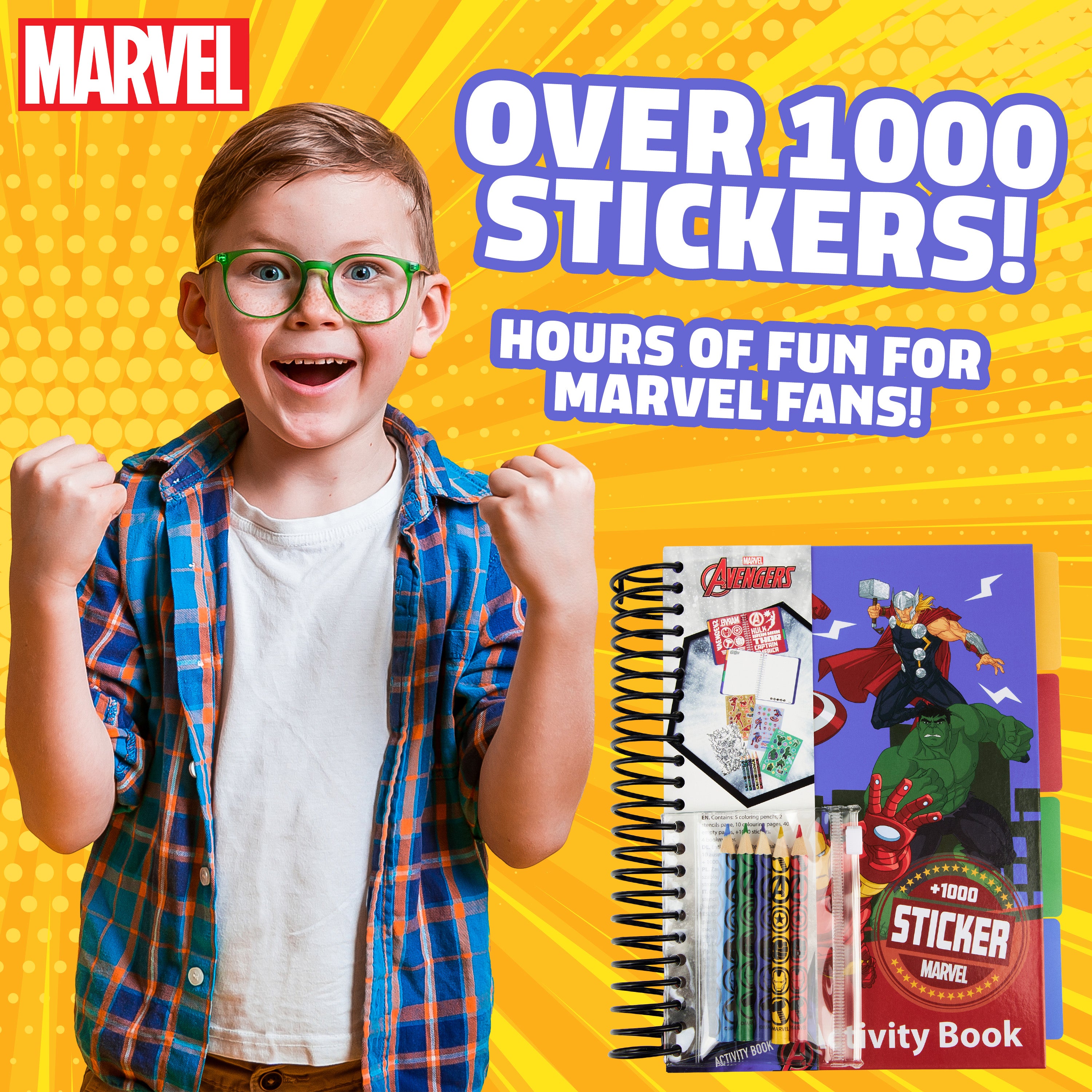 marvel-cahier-stickers-enfant-1000-spiderman-avengers-crayons image 3