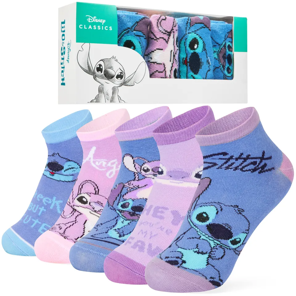 disney-socquettes-cheville-fille-lot-de-5-coton-stitch image 1