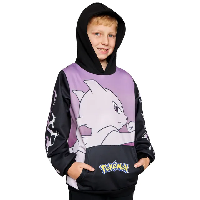 pok-mon-sweat-capuche-enfant-mewtwo-noir-rose-poche-kangourou image 1