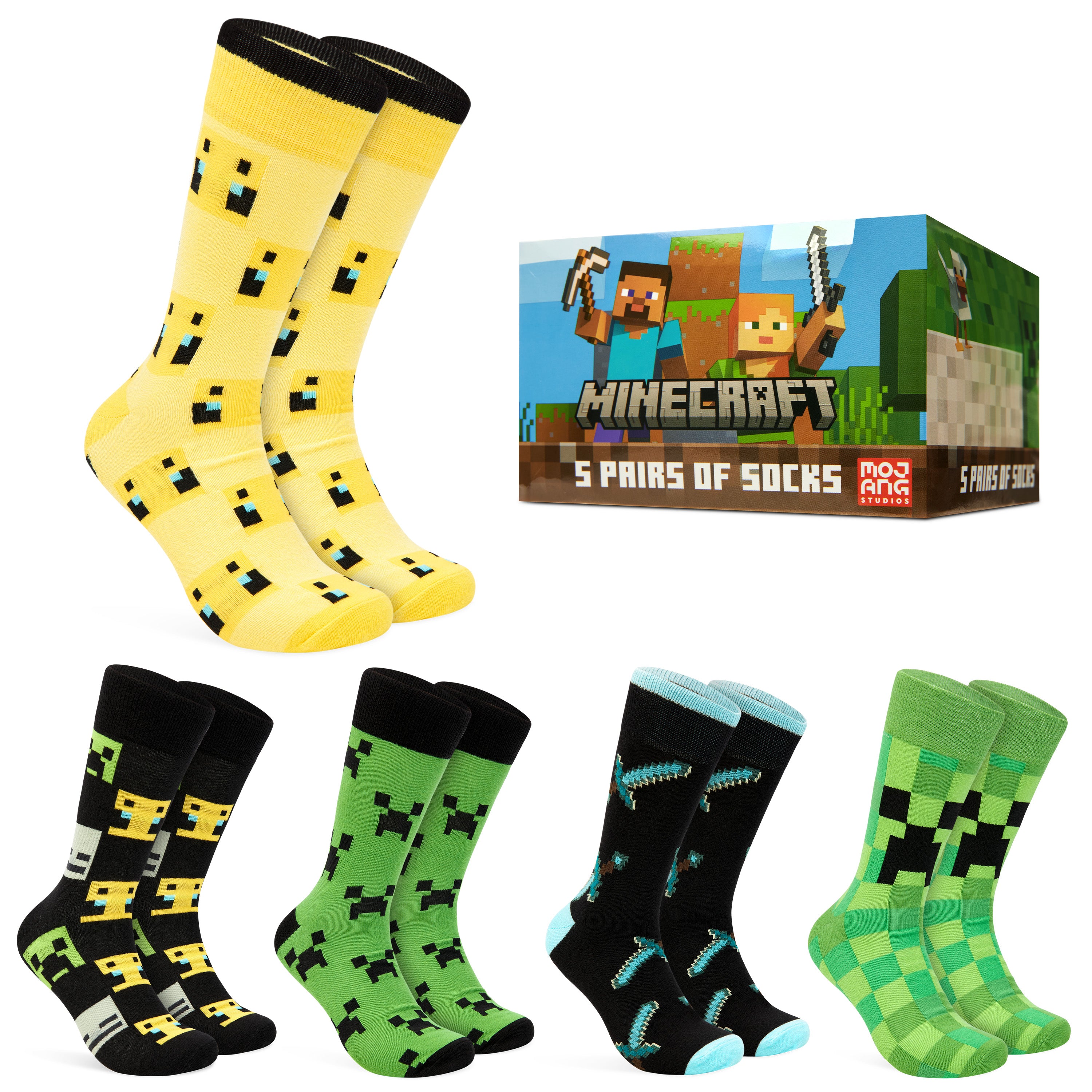 minecraft-men-lot-5-paires-chaussettes-mi-mollet-coton-39-43 image 1